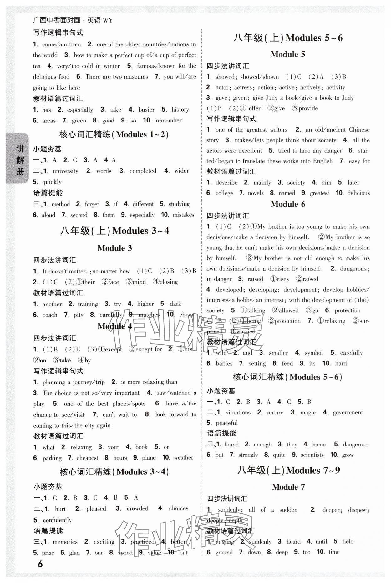 2024年中考面對面英語外研版廣西專版 參考答案第5頁