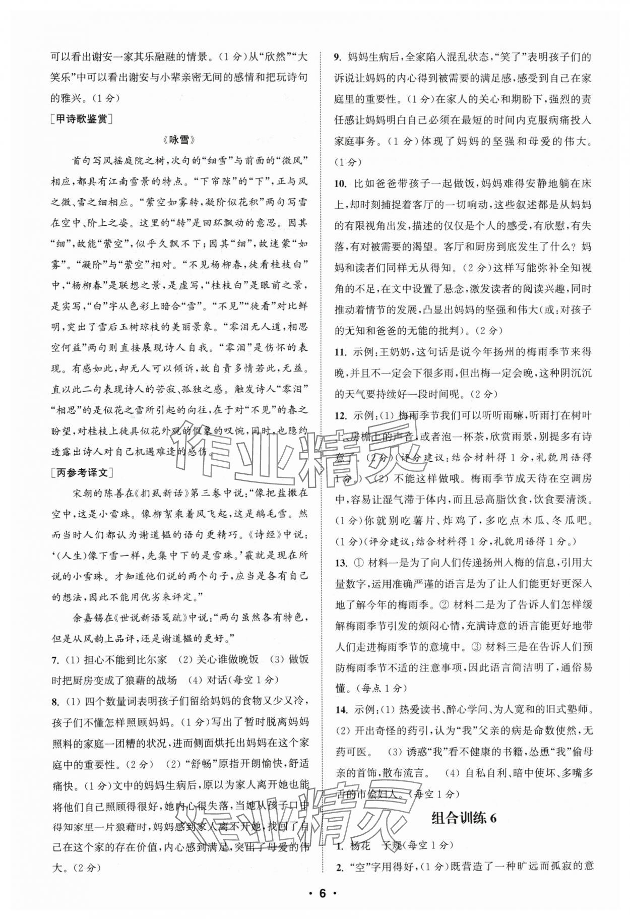 2024年通城學(xué)典組合訓(xùn)練七年級(jí)語文人教版蘇州專版 參考答案第6頁