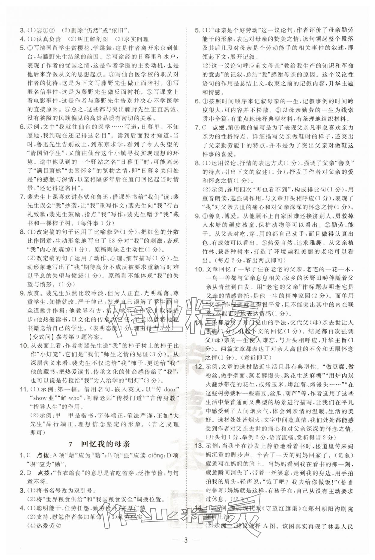 2024年點(diǎn)撥訓(xùn)練八年級(jí)語文上冊人教版 第3頁