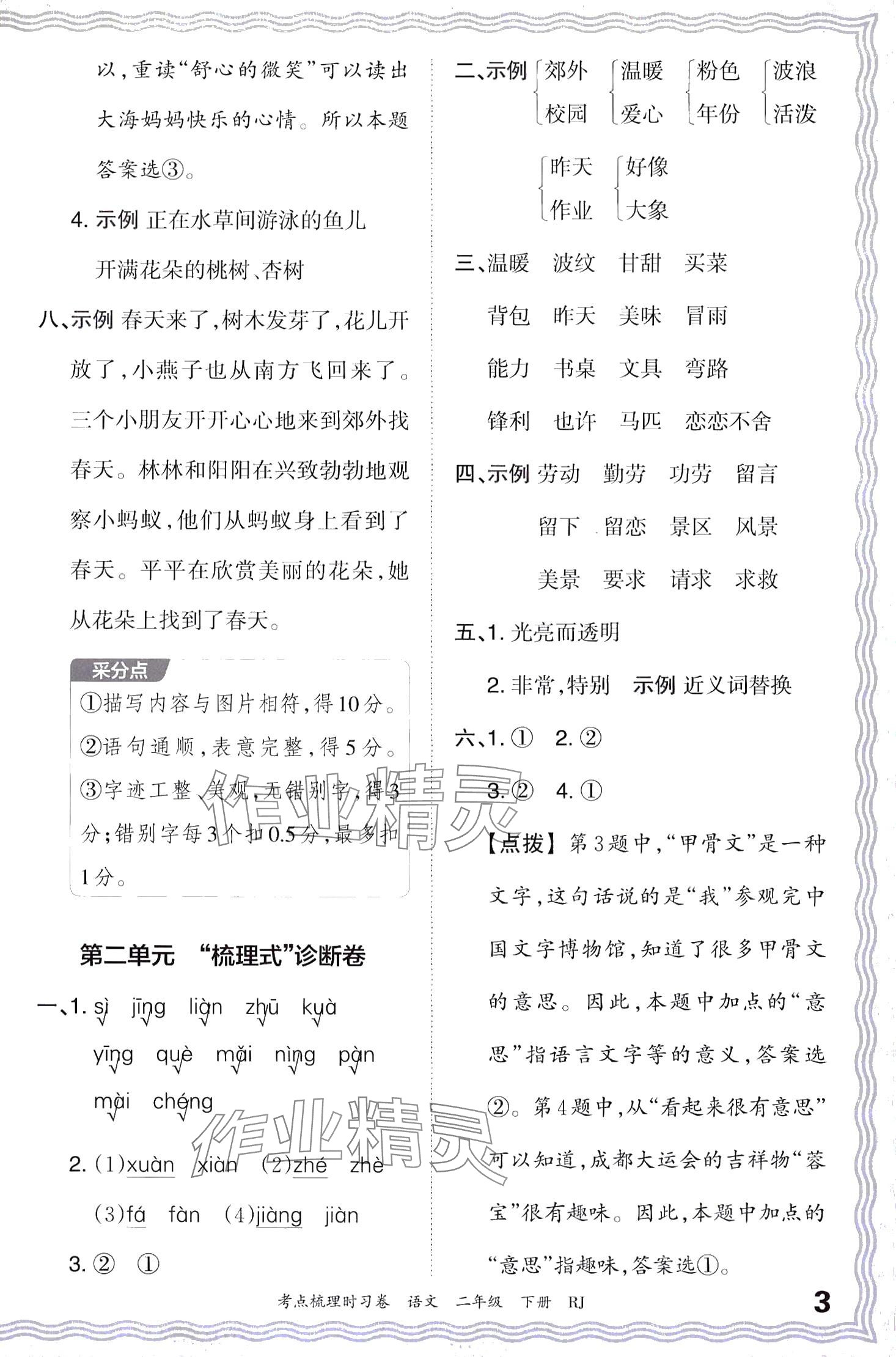 2024年王朝霞考点梳理时习卷二年级语文下册人教版 第3页