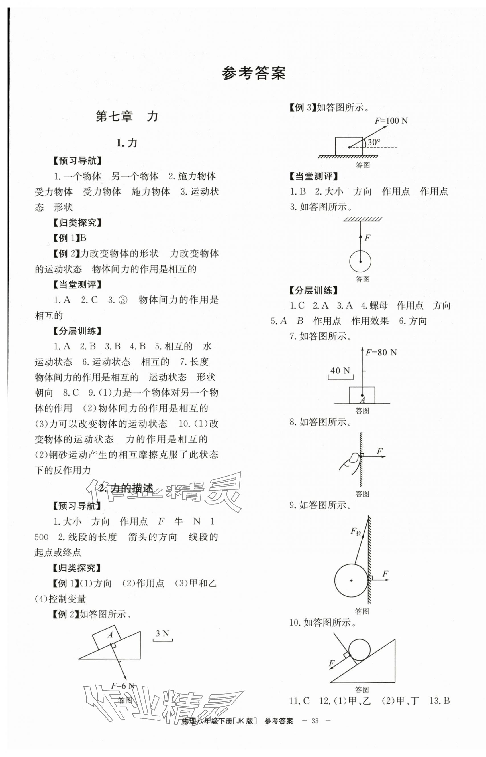 2024年全效学习学业评价方案八年级物理下册教科版 第1页