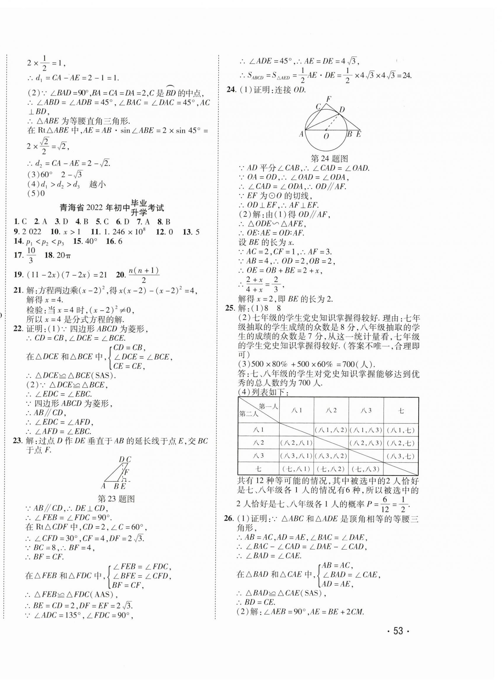 2024年学海金卷激活中考中考试题汇编青海中考密题数学 第2页