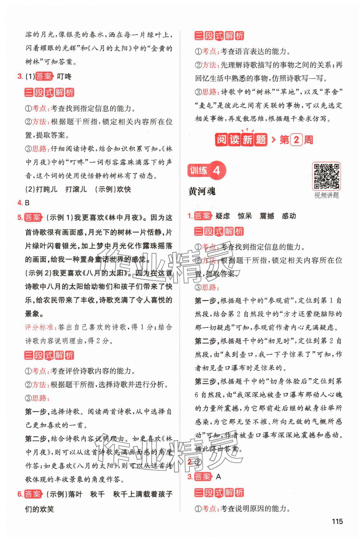 2024年一本閱讀能力訓(xùn)練100分四年級(jí)語(yǔ)文上冊(cè)人教版浙江專(zhuān)版 參考答案第3頁(yè)