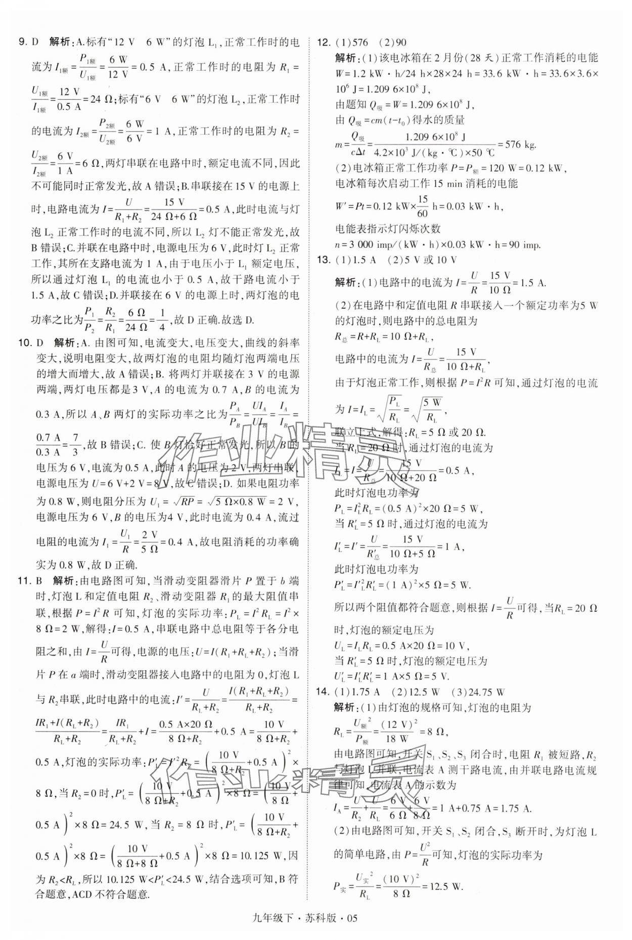 2024年学霸题中题九年级物理下册苏科版 第5页