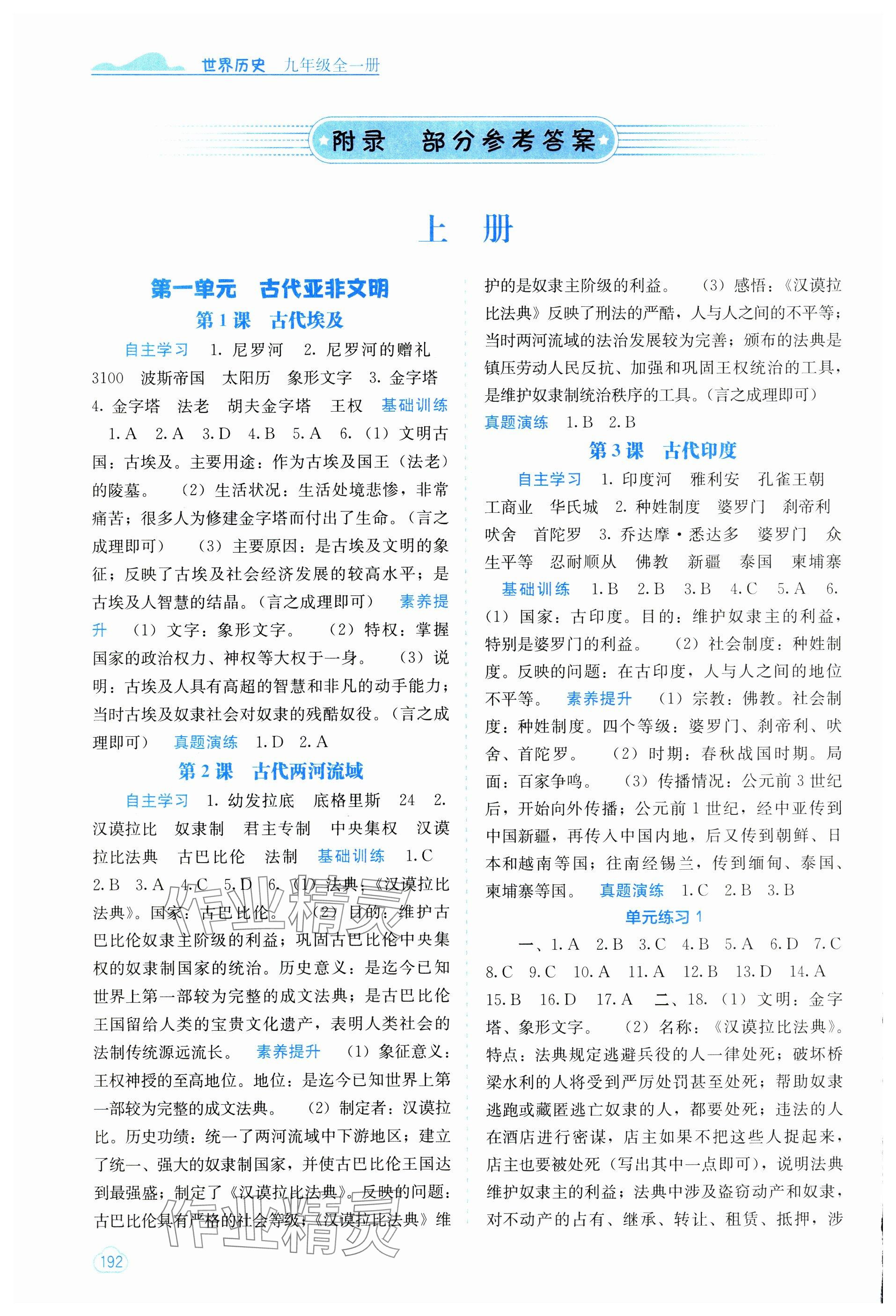 2024年自主學(xué)習(xí)能力測(cè)評(píng)九年級(jí)歷史全一冊(cè)人教版 參考答案第1頁(yè)