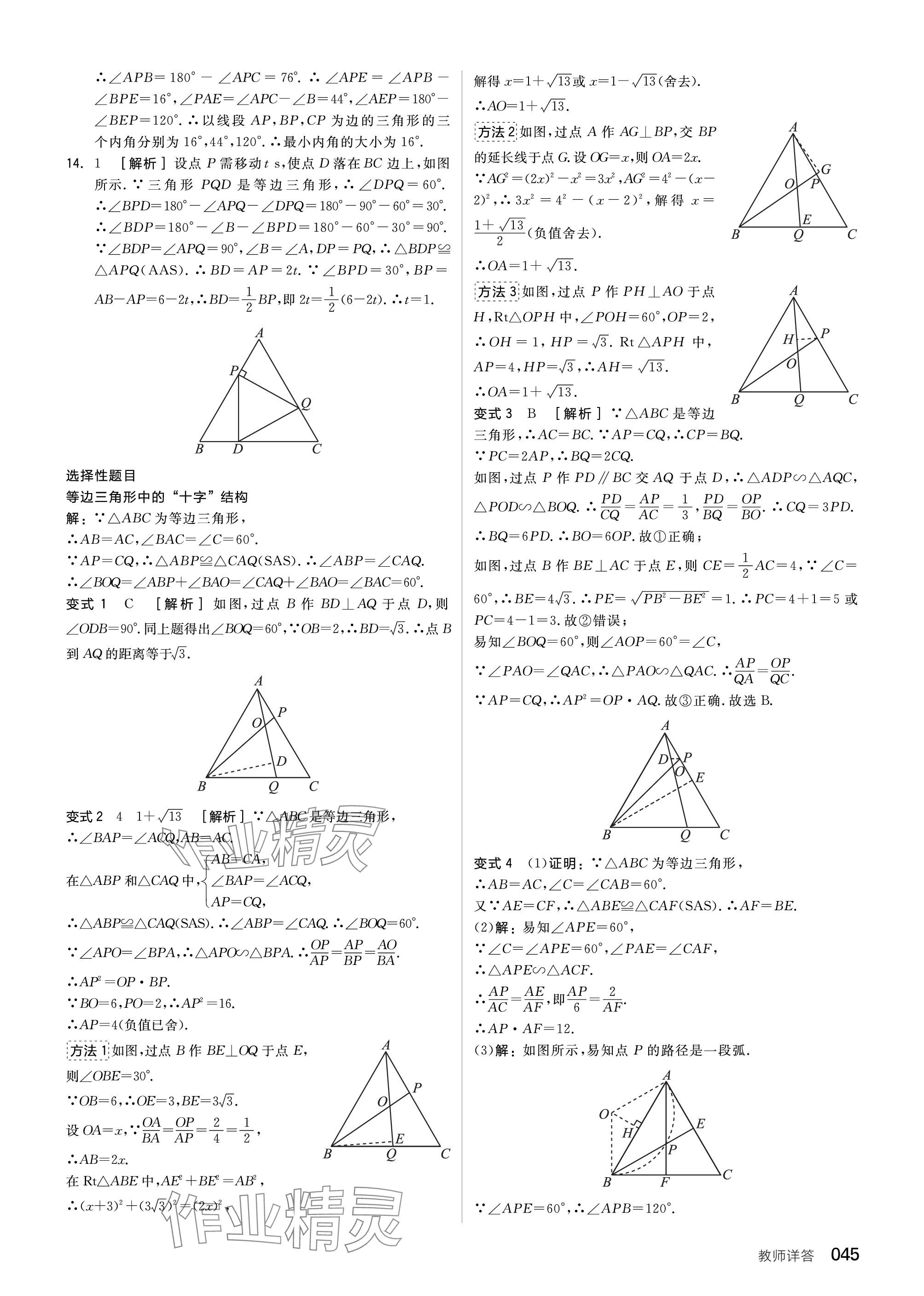 2024年全品中考复习方案数学听课手册苏科版 参考答案第45页