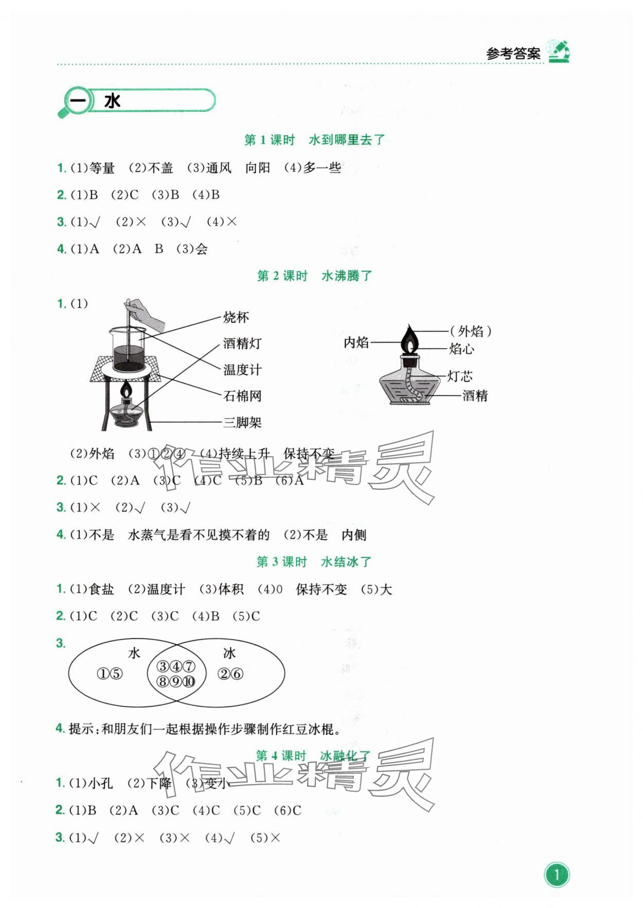 2024年黃岡小狀元作業(yè)本三年級科學(xué)上冊教科版 參考答案第1頁