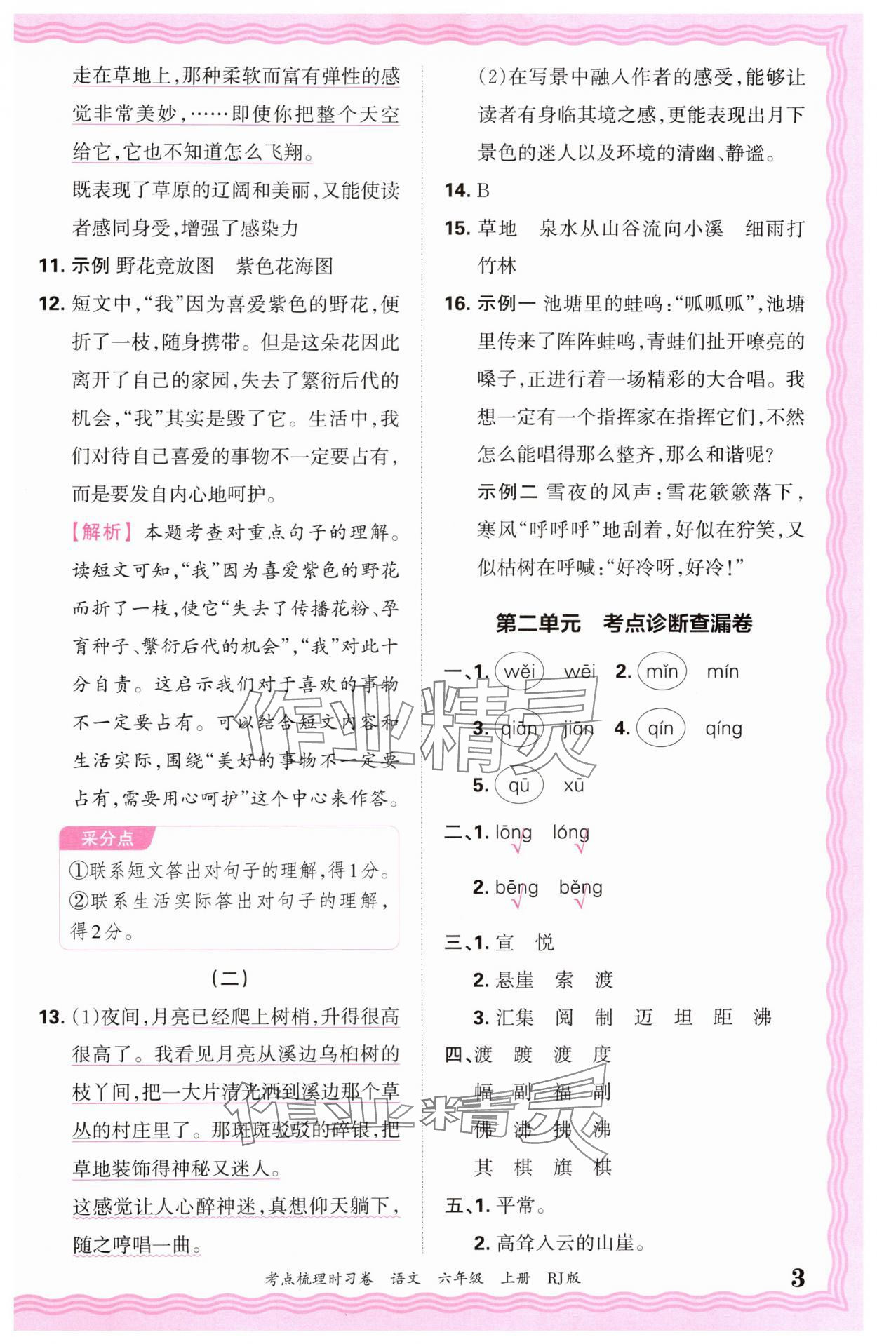 2024年王朝霞考點(diǎn)梳理時(shí)習(xí)卷六年級(jí)語(yǔ)文上冊(cè)人教版 第3頁(yè)