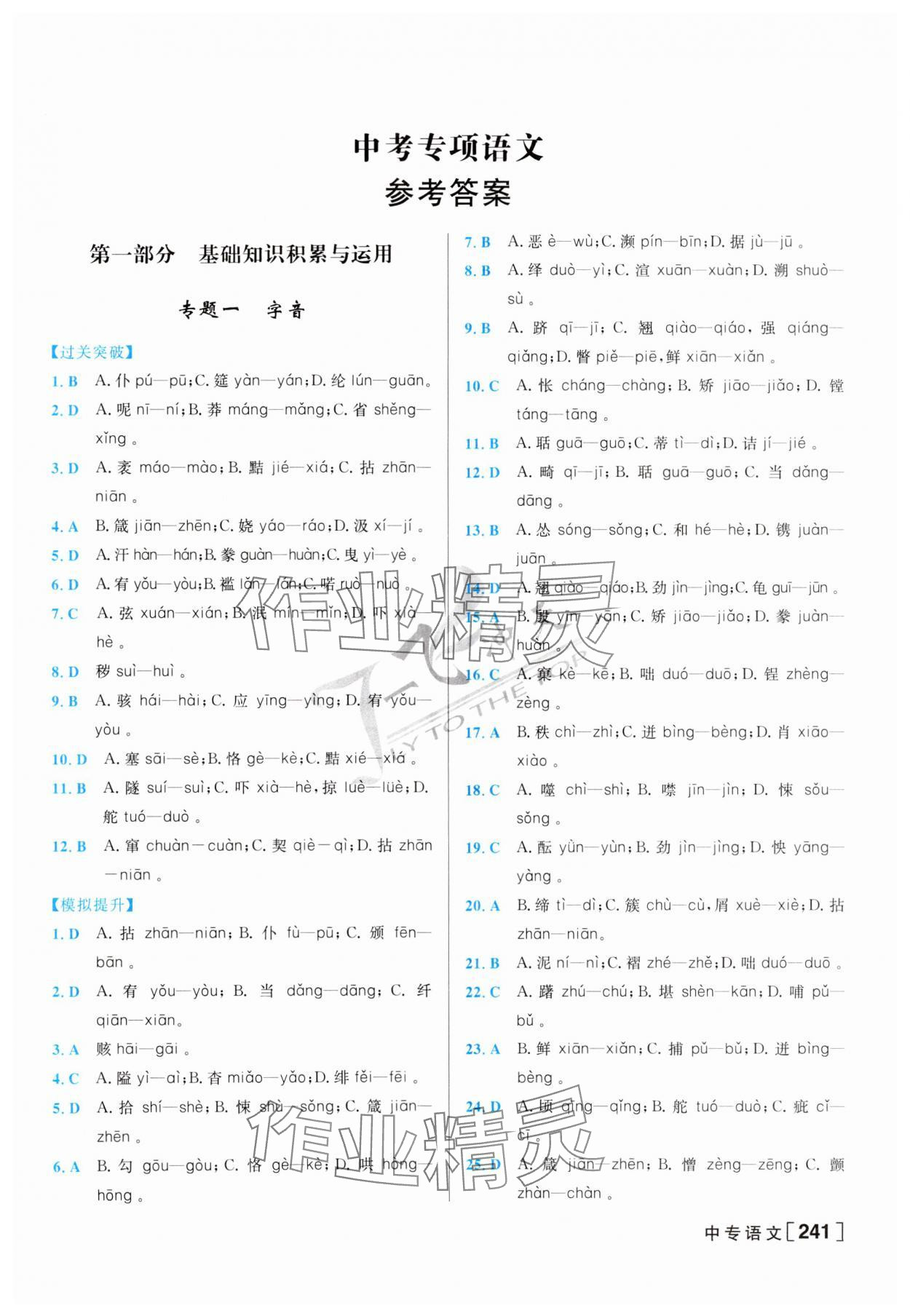 2024年一飛沖天中考專項精品試題分類語文 第1頁