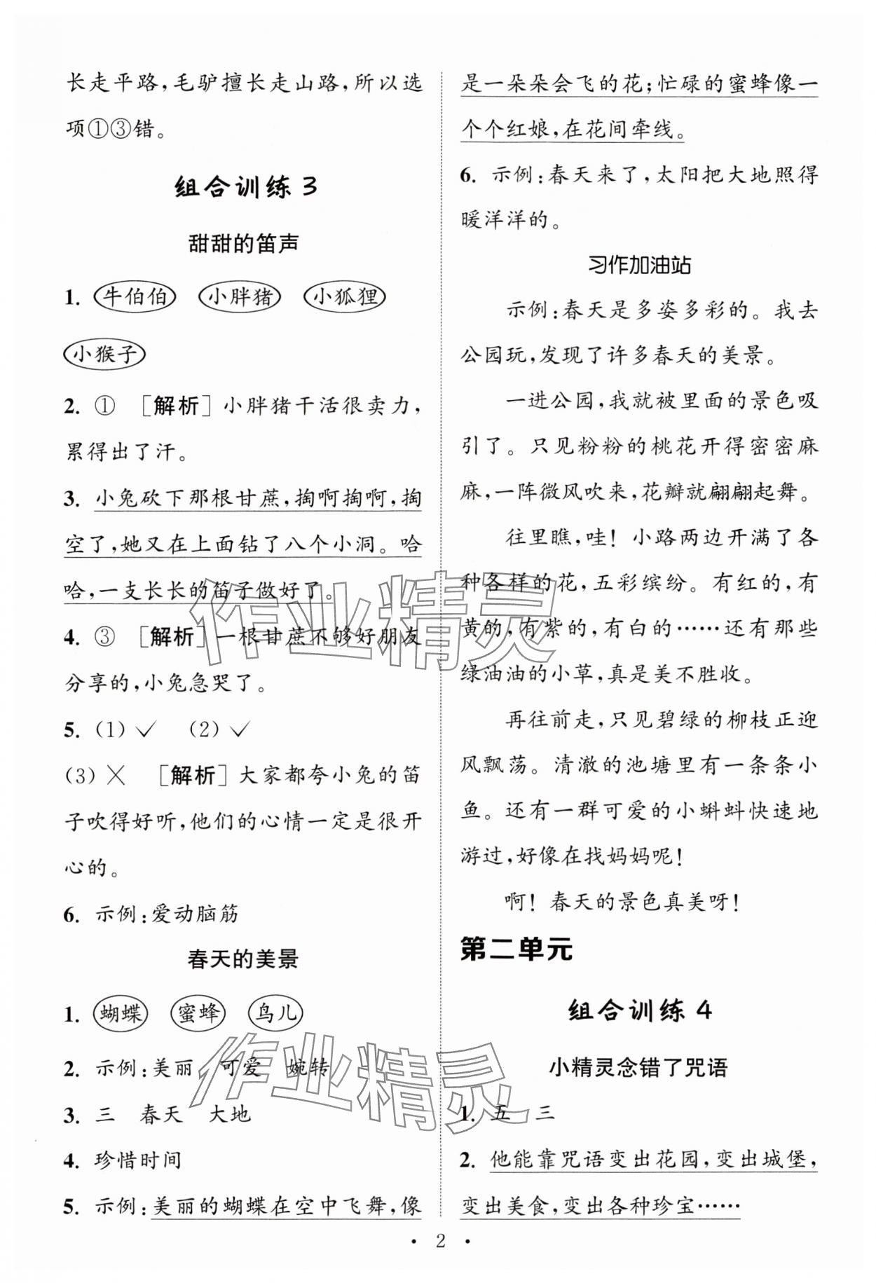 2024年通城學典小學語文閱讀與寫作組合訓練二年級下冊通用版 第2頁