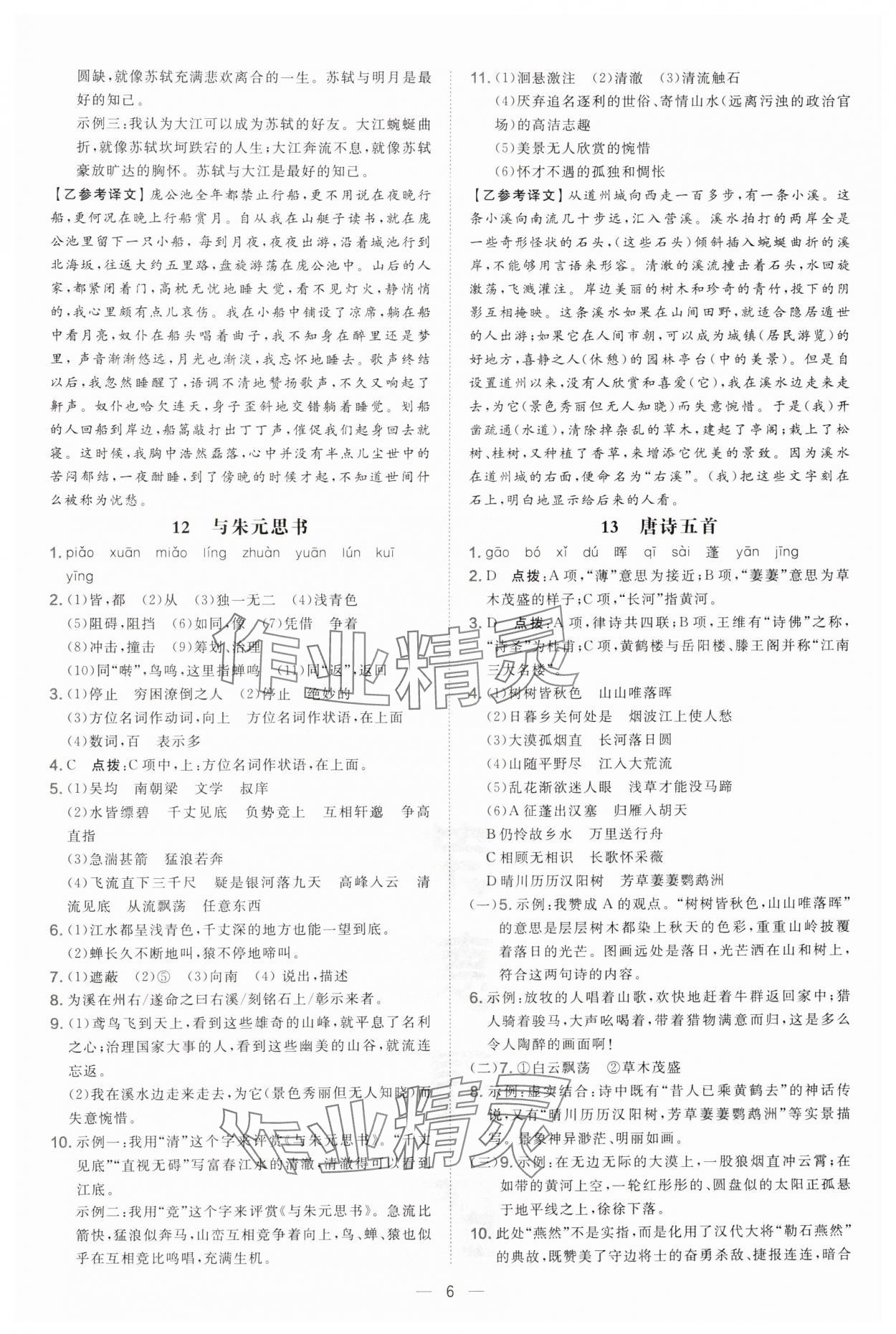 2024年點(diǎn)撥訓(xùn)練八年級(jí)語(yǔ)文上冊(cè)人教版安徽專版 第6頁(yè)