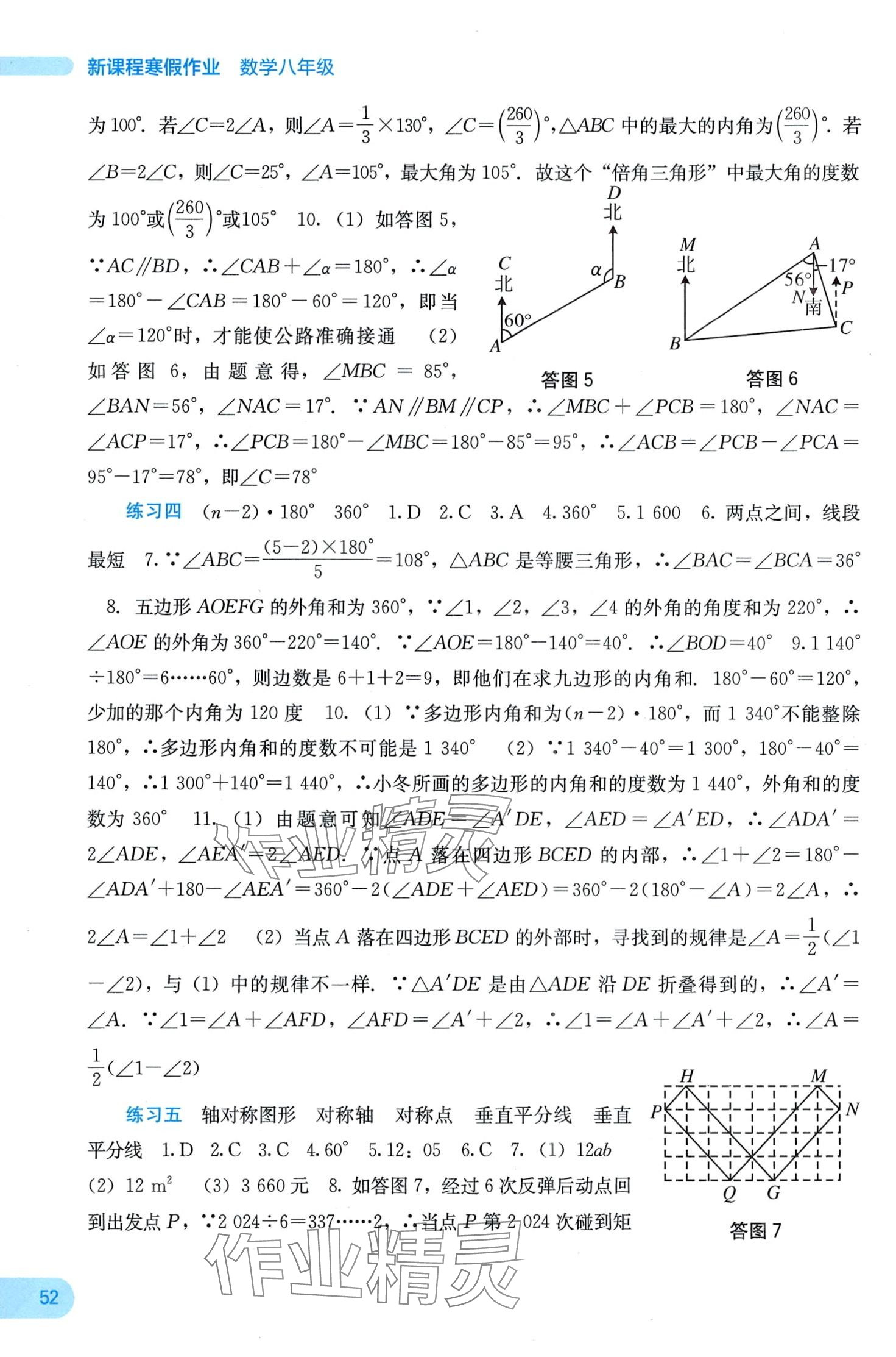 2024年新课程寒假作业广西师范大学出版社八年级数学 第2页