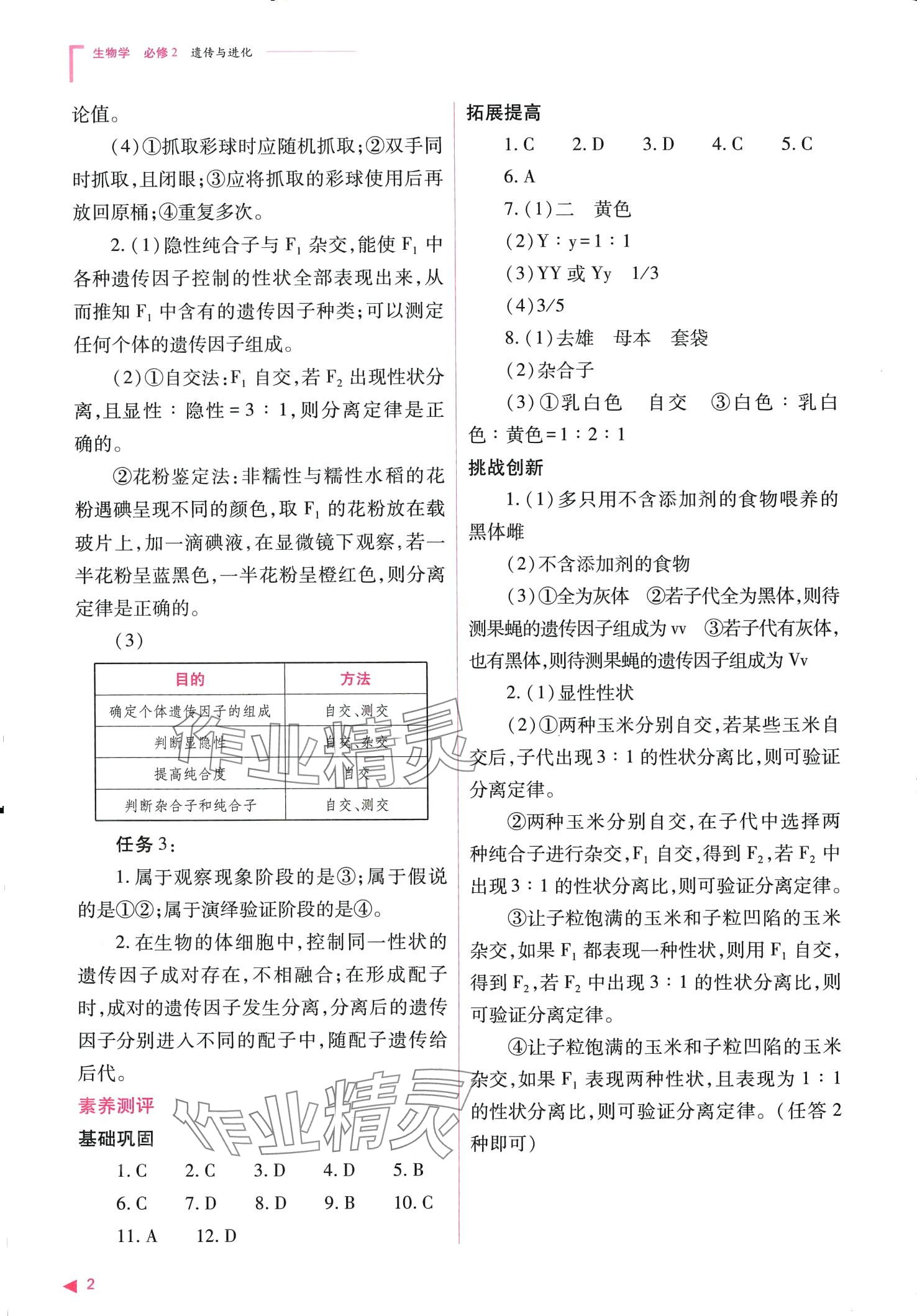 2024年普通高中新課程同步練習(xí)冊高中生物必修2人教版 第2頁