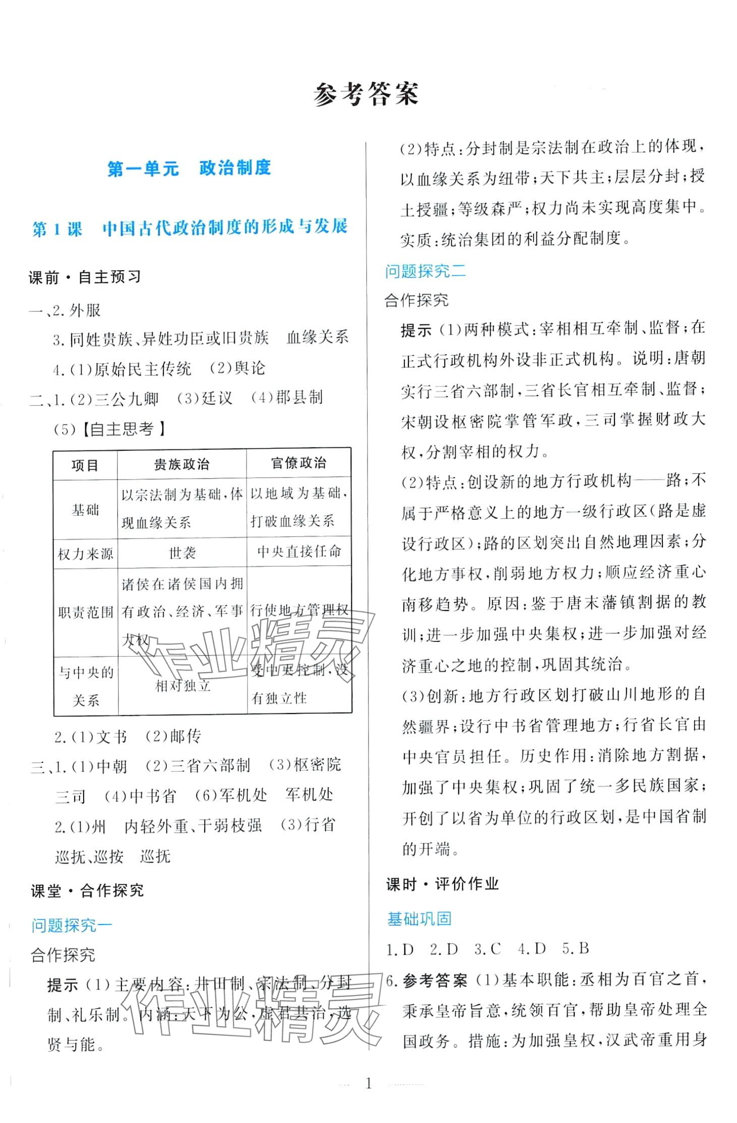 2024年同步學(xué)考練國(guó)家制度與社會(huì)治理）高中歷史選擇性必修1 第1頁(yè)