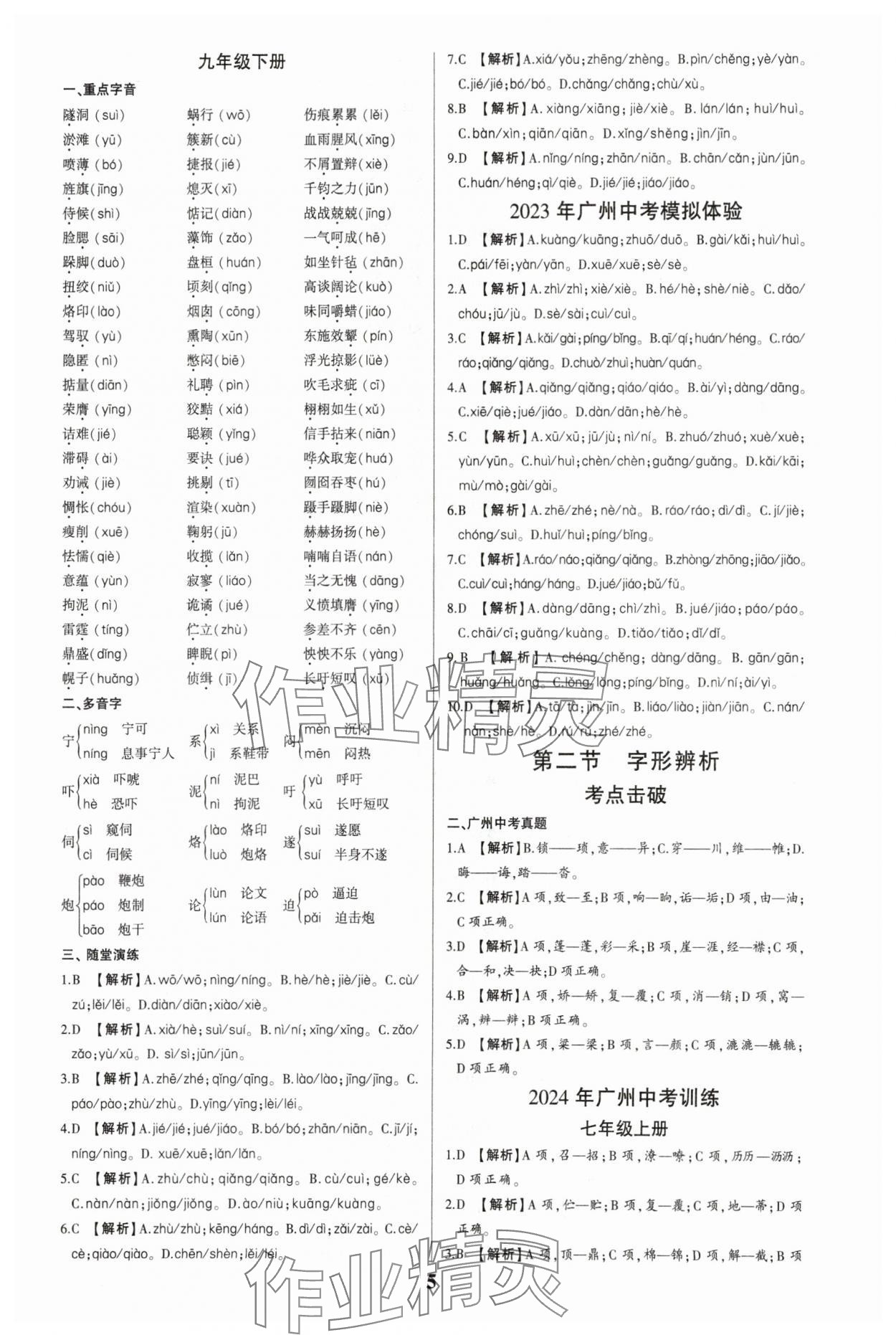 2024年一本到位语文中考广州专版 第5页