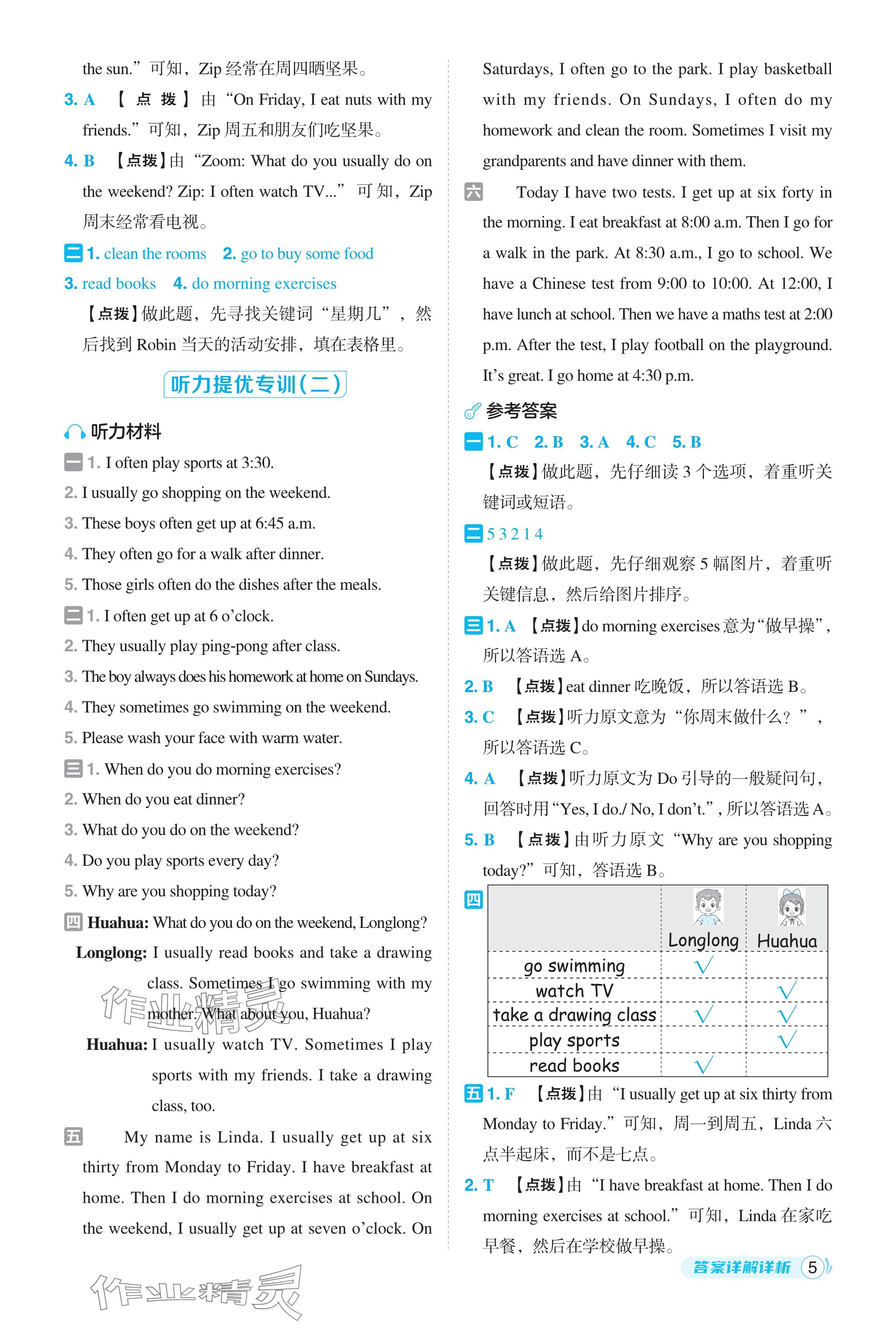 2024年综合应用创新题典中点五年级英语下册人教版浙江专用 参考答案第5页