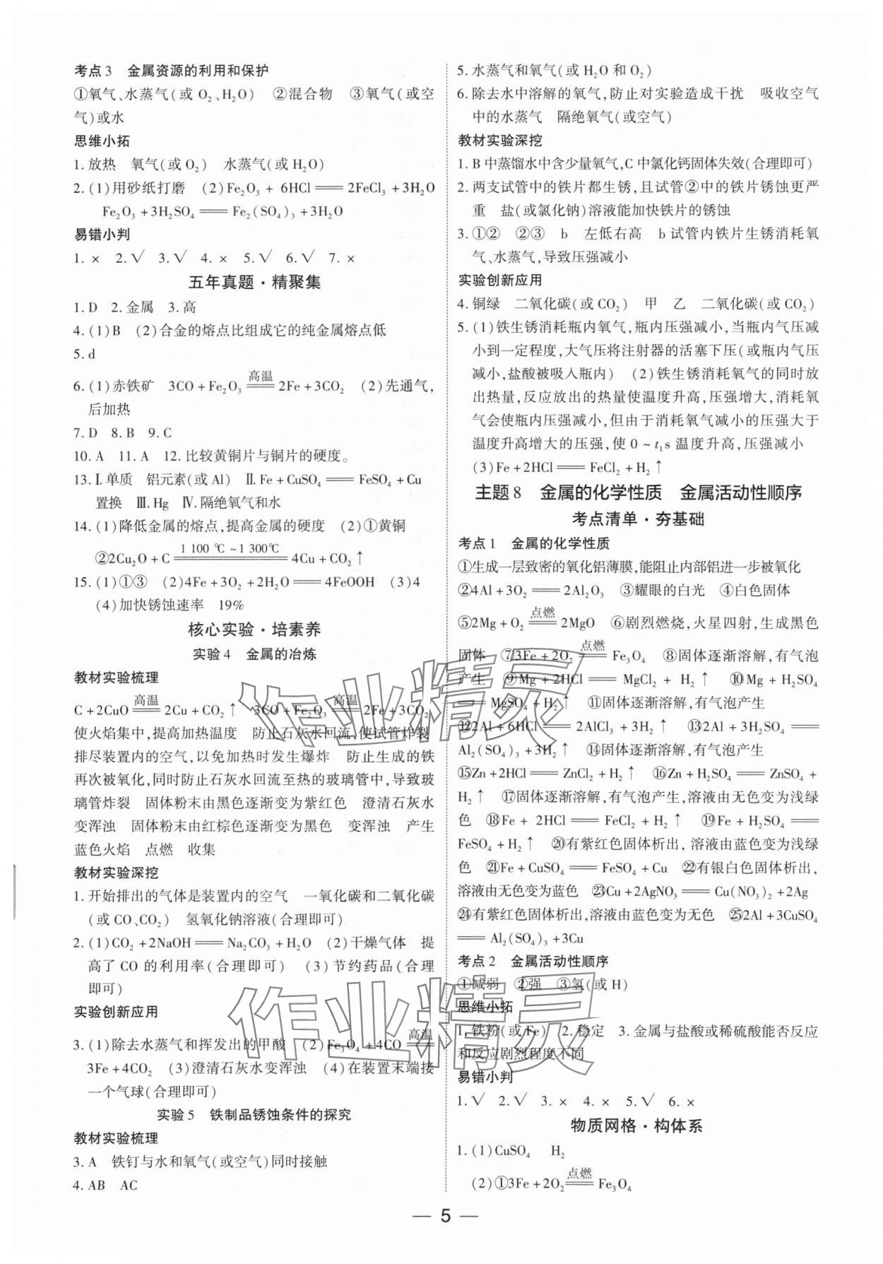 2024年鼎成中考精准提分化学广东专版 参考答案第5页