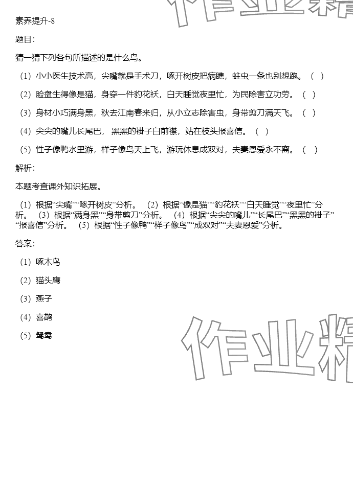 2024年同步实践评价课程基础训练三年级语文下册人教版 参考答案第15页