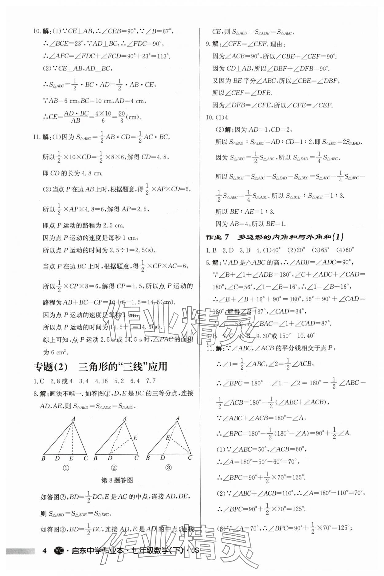 2024年啟東中學(xué)作業(yè)本七年級(jí)數(shù)學(xué)下冊(cè)蘇科版鹽城專版 第4頁