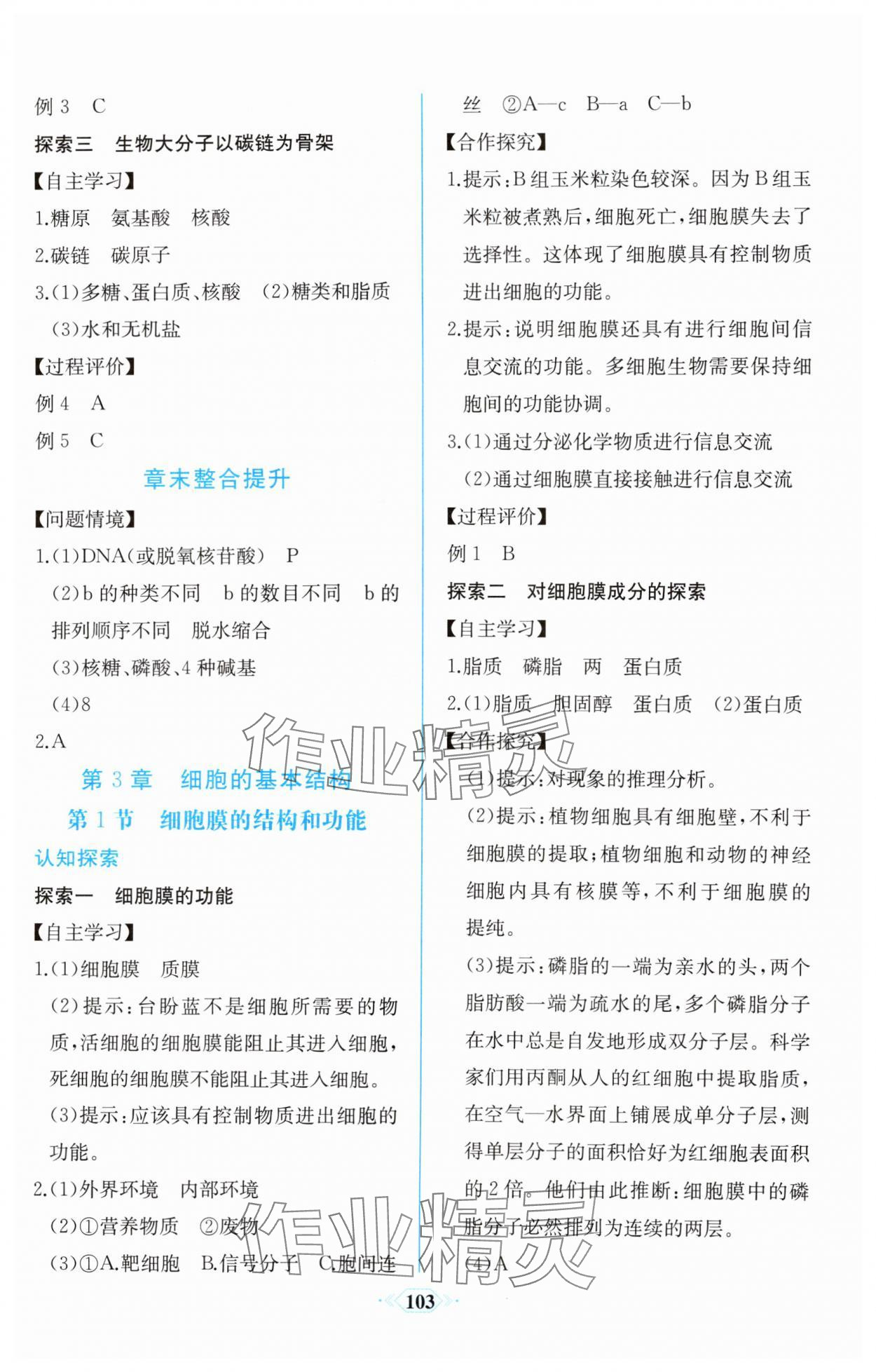 2023年课时练新课程学习评价方案生物必修1分子与细胞增强版 第9页