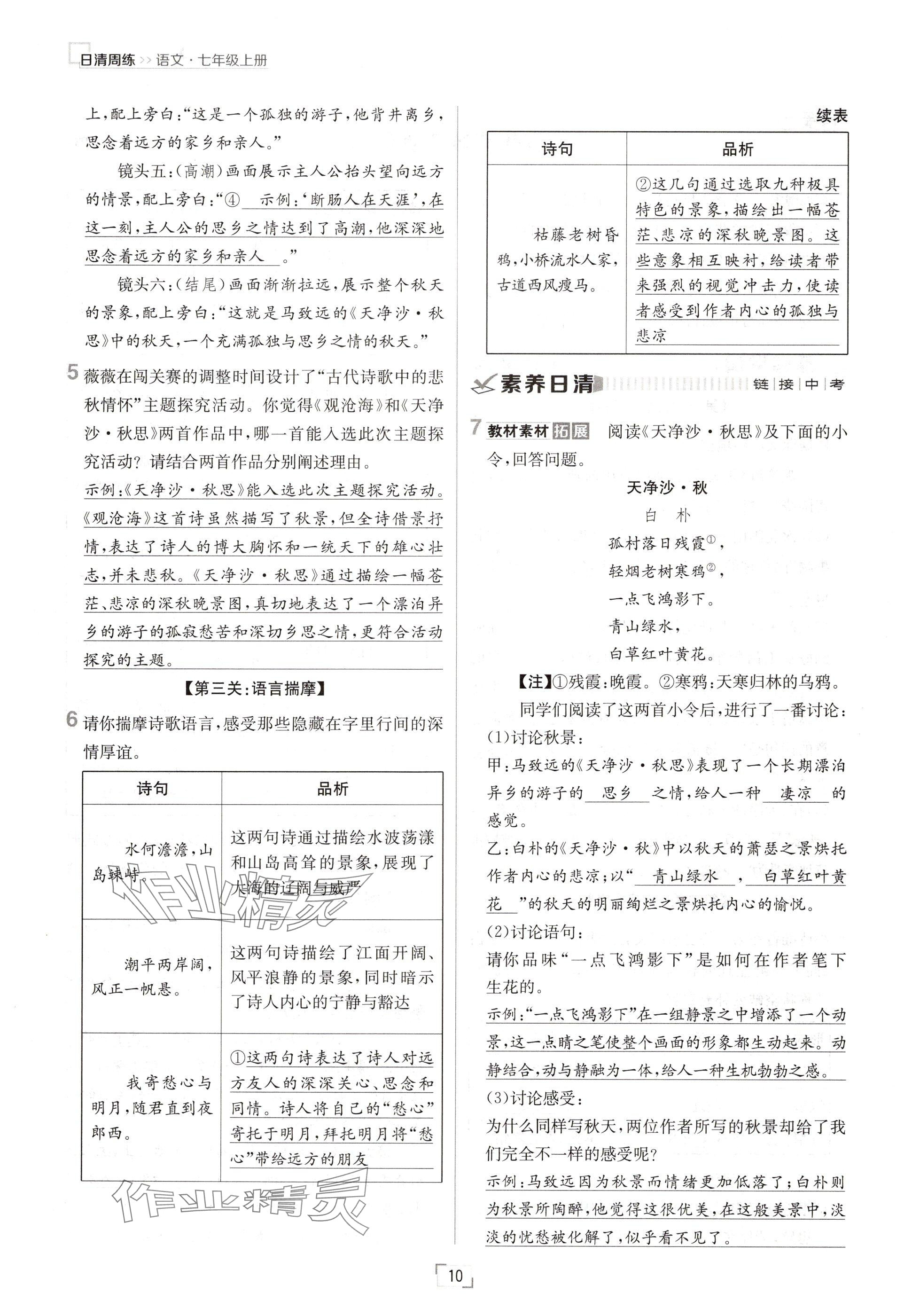 2024年日清周練七年級(jí)語(yǔ)文上冊(cè)人教版 參考答案第10頁(yè)