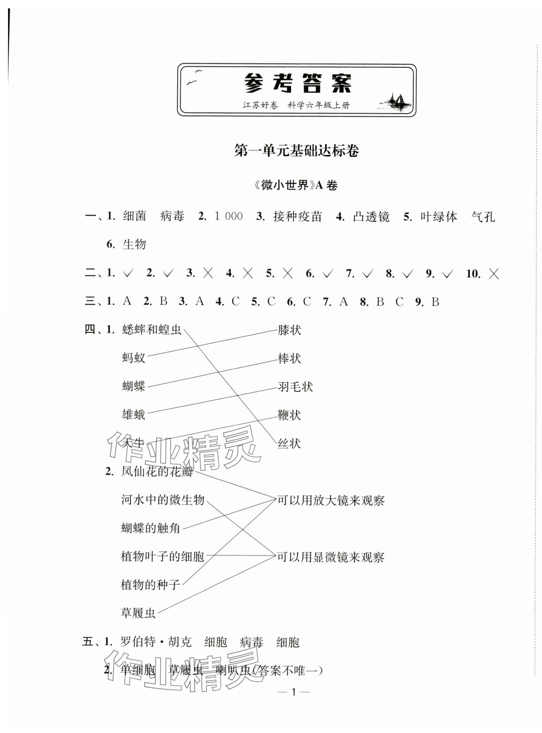 2024年江蘇好卷六年級(jí)科學(xué)上冊(cè)教科版 第1頁