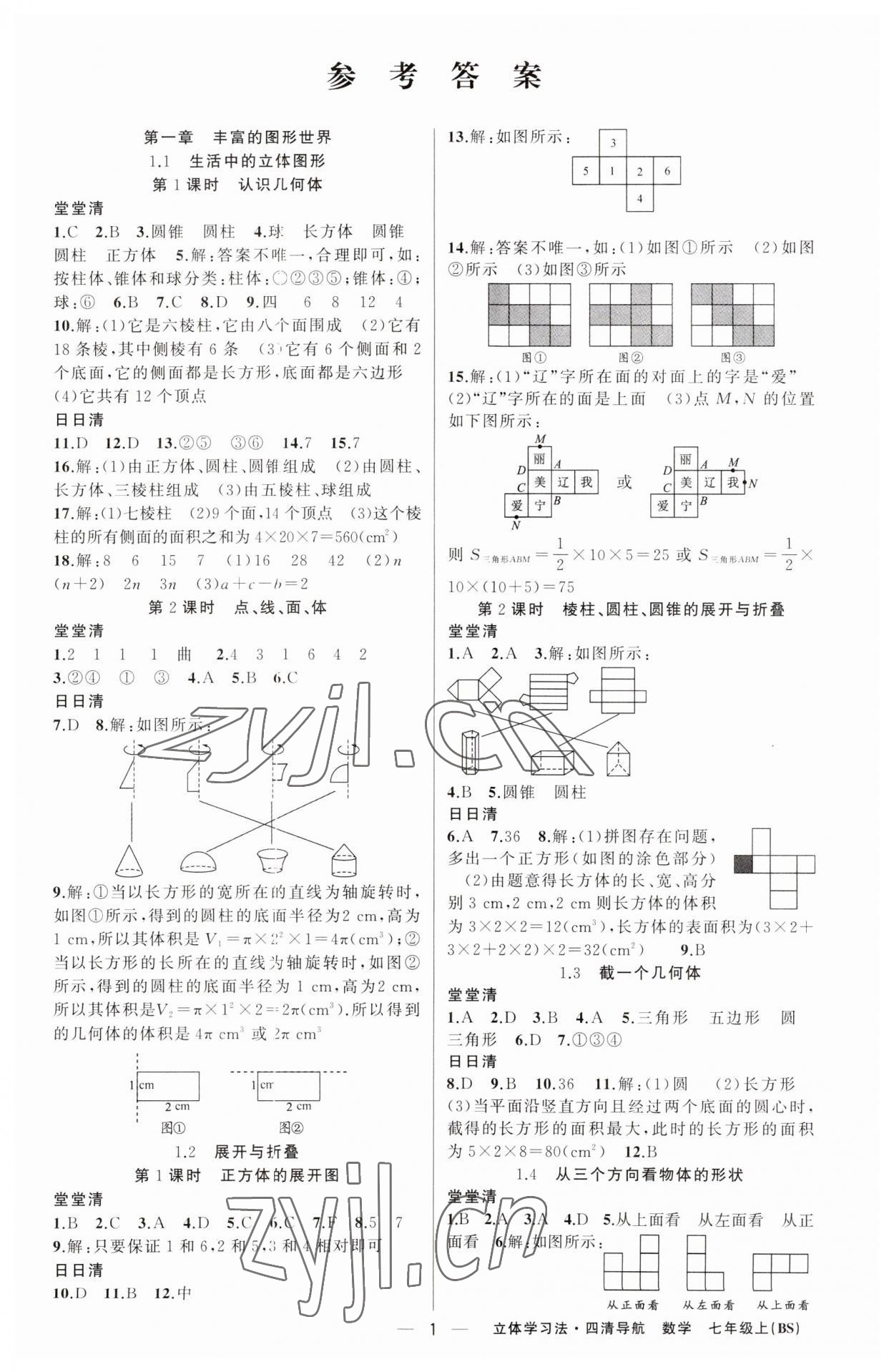 2023年四清導航七年級數(shù)學上冊北師大版遼寧專版 第1頁