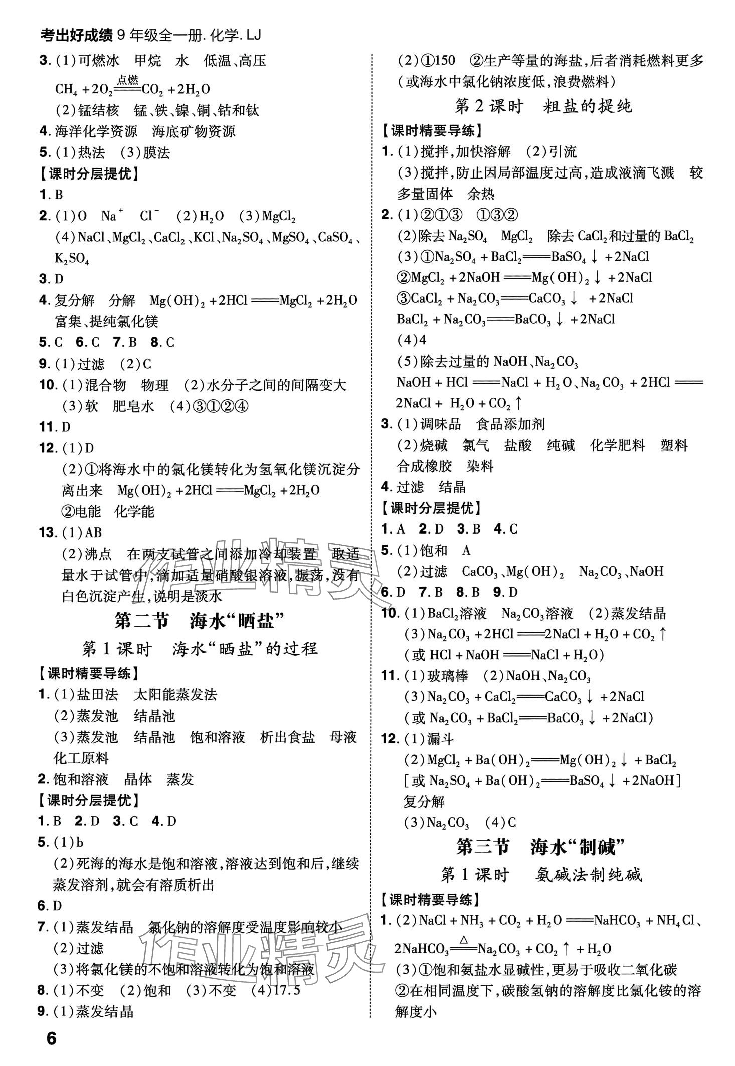 2024年考出好成績九年級化學(xué)全一冊魯教版 第6頁