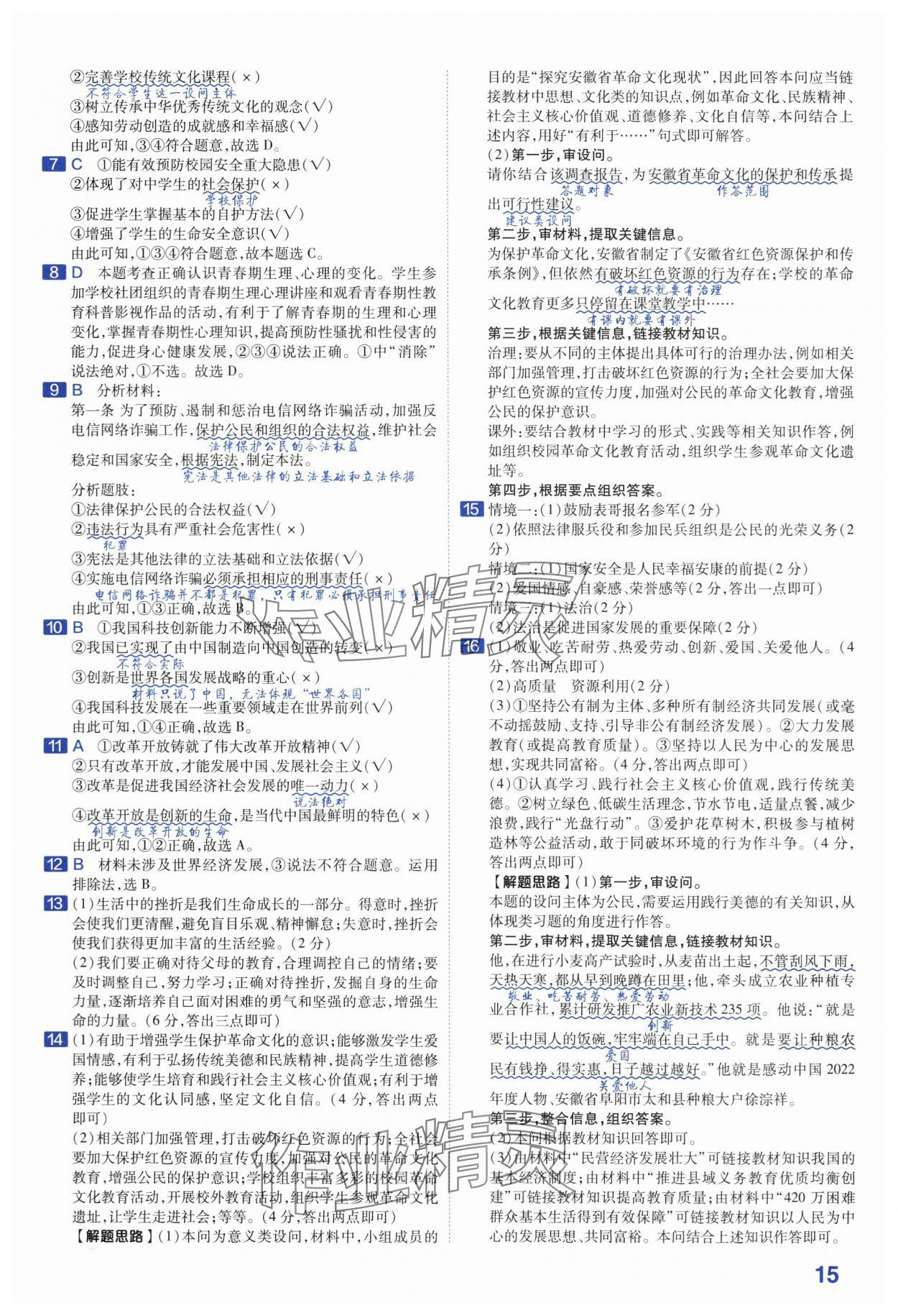 2024年金考卷45套汇编道德与法治安徽专版 第15页