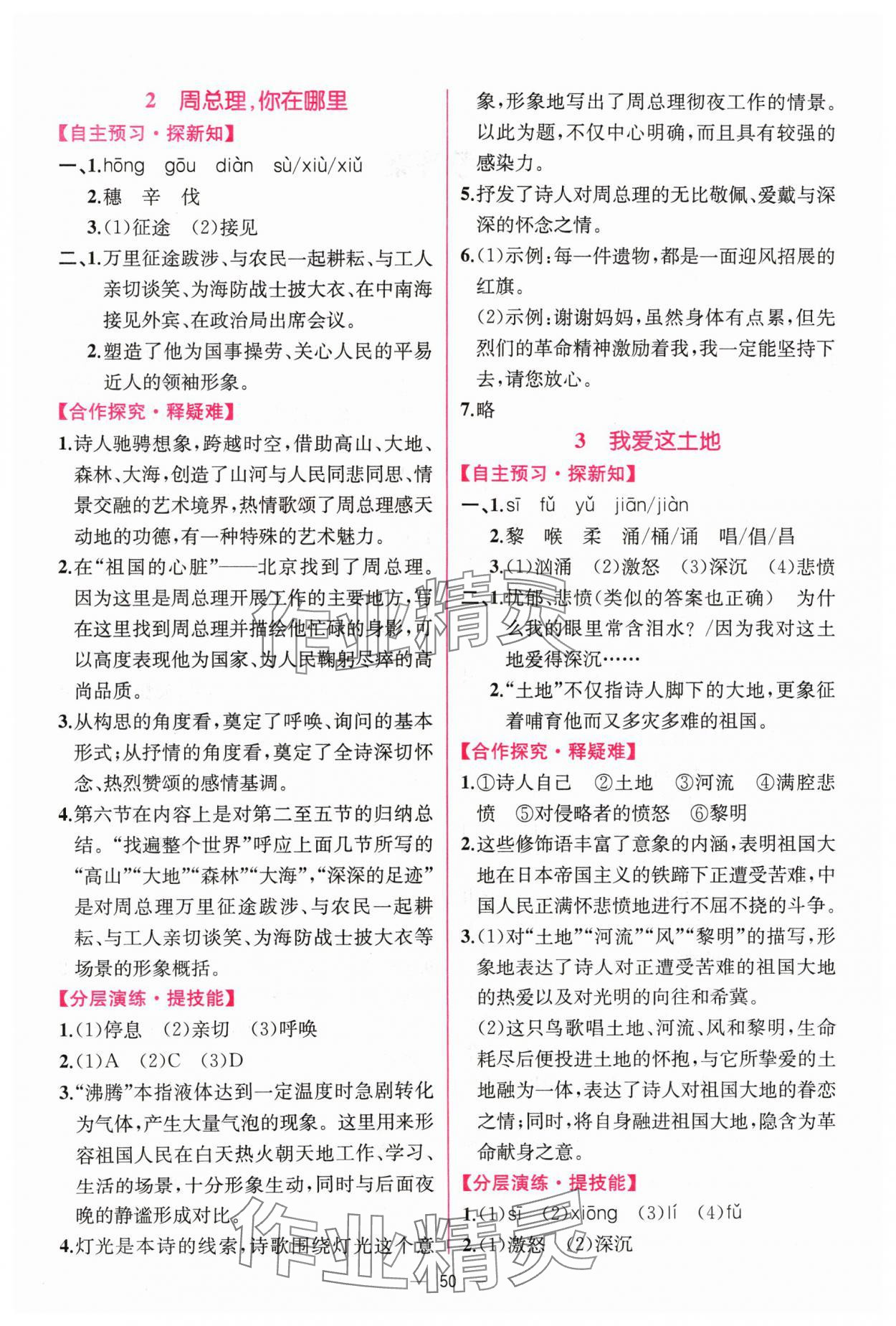 2024年同步導(dǎo)學(xué)案課時練九年級語文上冊人教版 第2頁