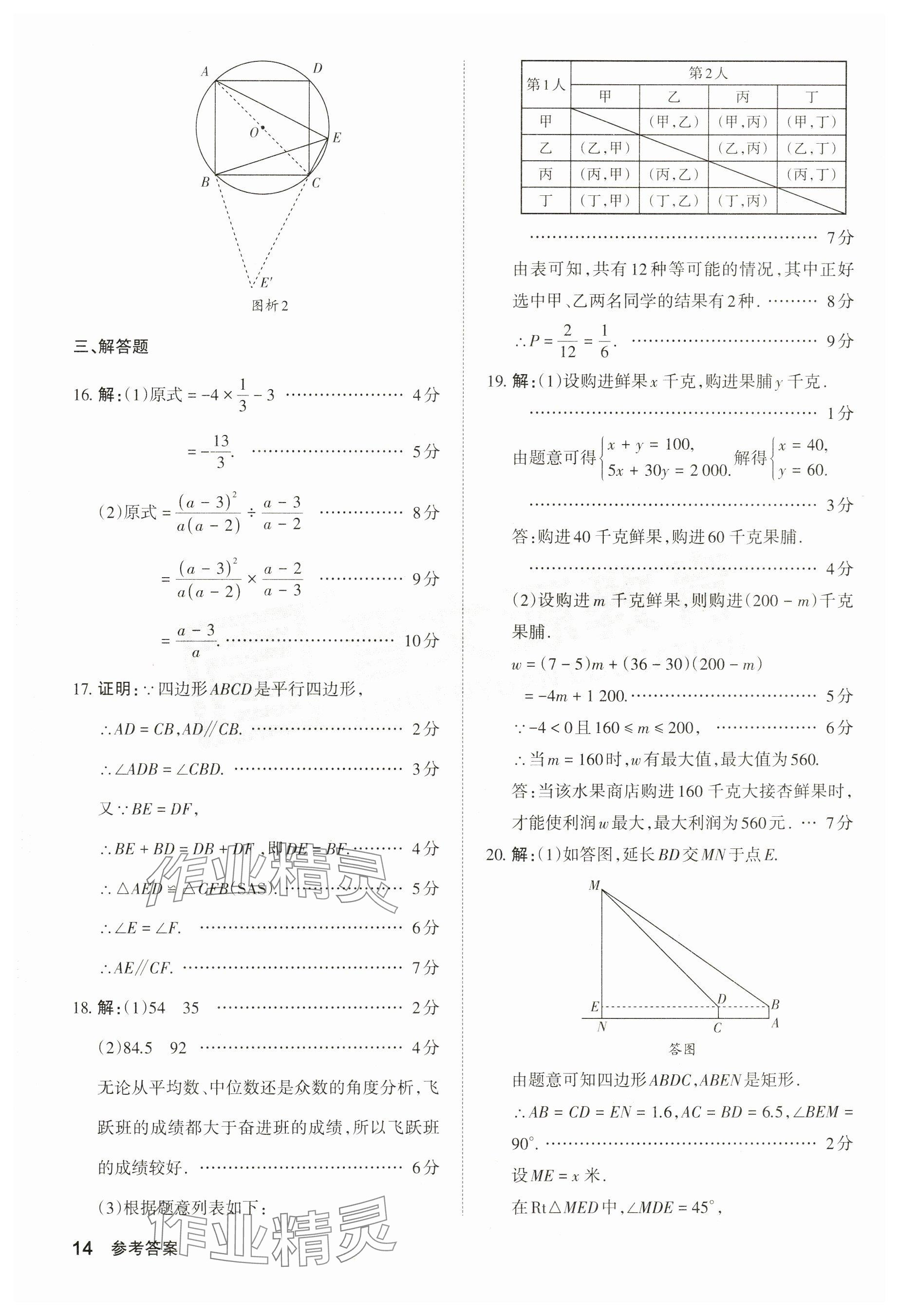 2024年晋文源中考模拟演练数学山西专版 参考答案第14页