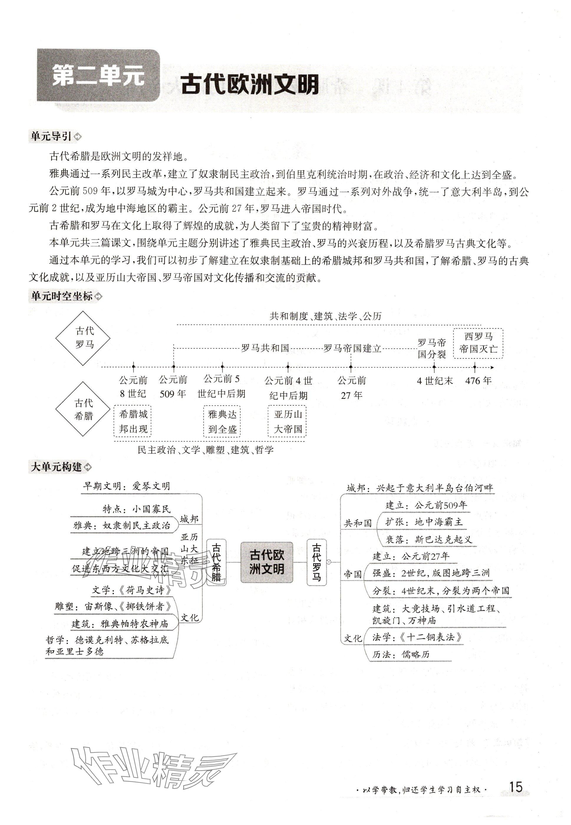 2024年金太陽導學案九年級歷史全一冊人教版 參考答案第15頁