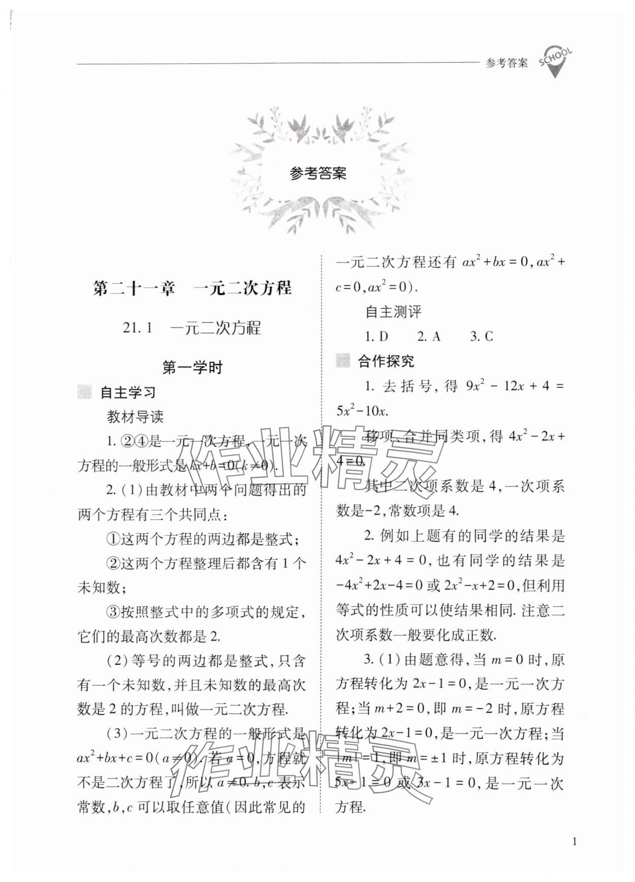 2024年新课程问题解决导学方案九年级数学上册人教版 第1页