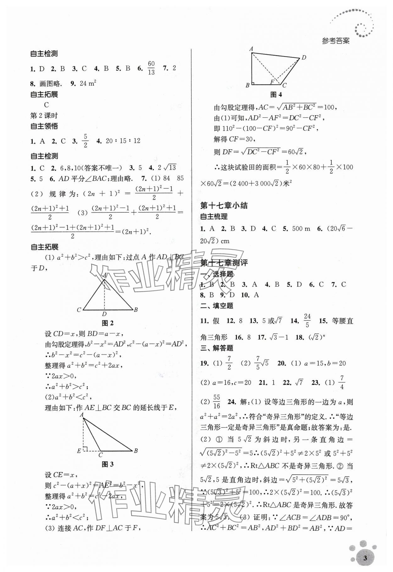 2024年李庚南初中数学自选作业八年级下册人教版 参考答案第3页