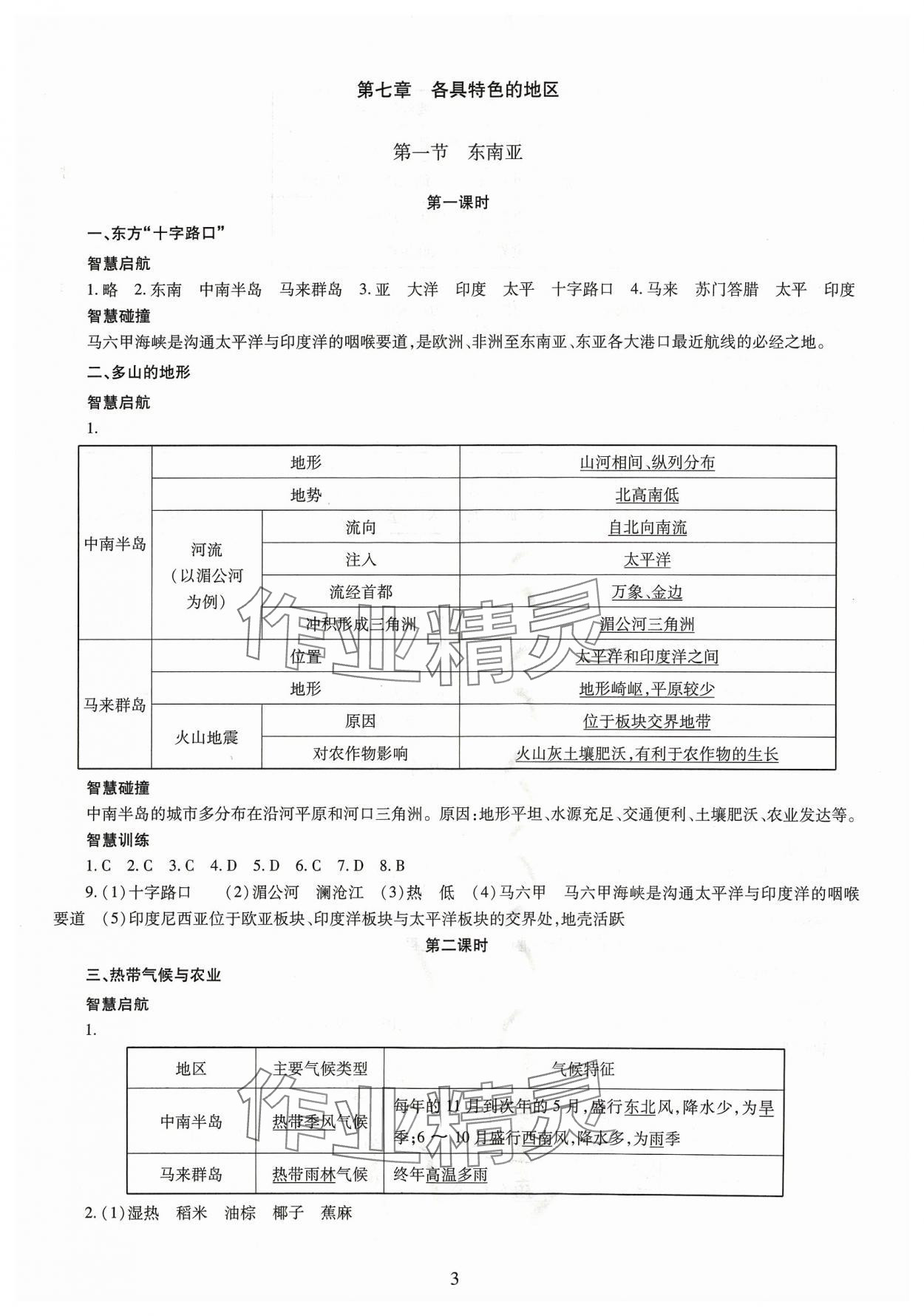 2024年智慧学习导学练明天出版社七年级地理下册商务星球版 第3页