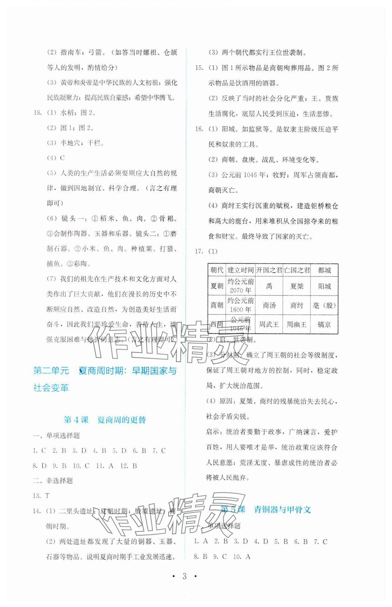 2023年人教金学典同步解析与测评七年级中国历史上册人教版 第3页