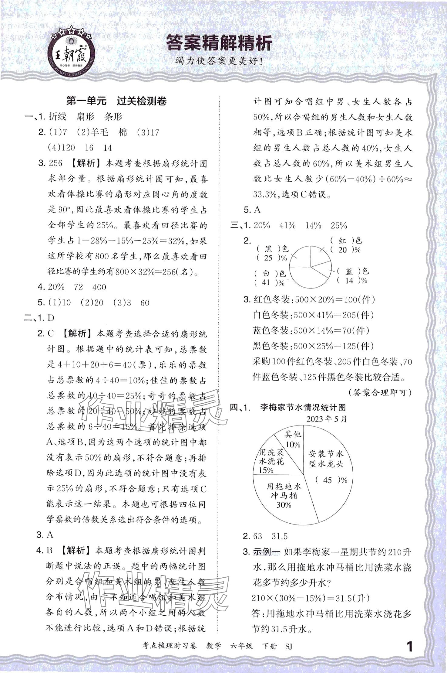 2024年王朝霞考点梳理时习卷六年级数学下册苏教版 第1页