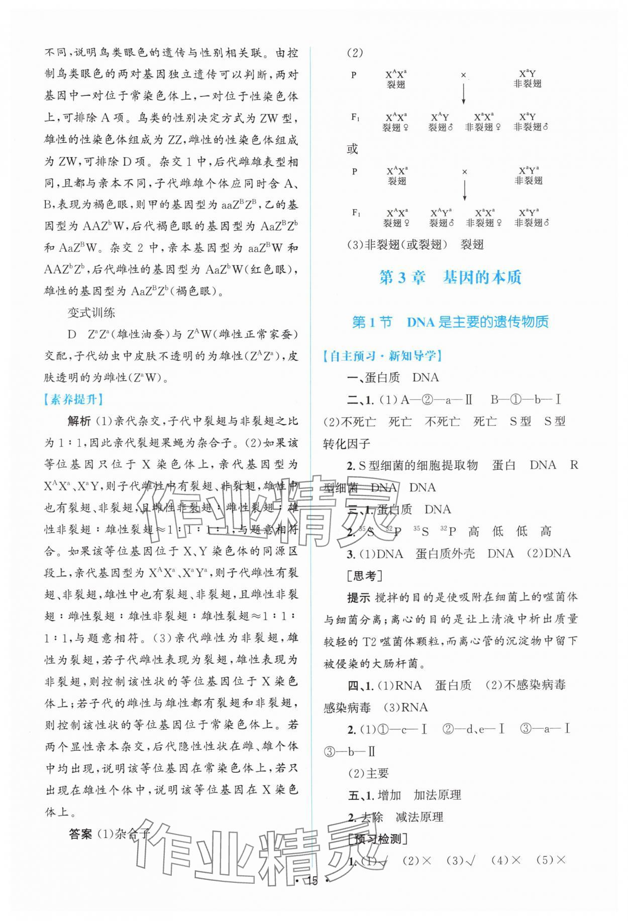 2024年高中同步测控优化设计高中生物必修2人教版增强版 参考答案第14页