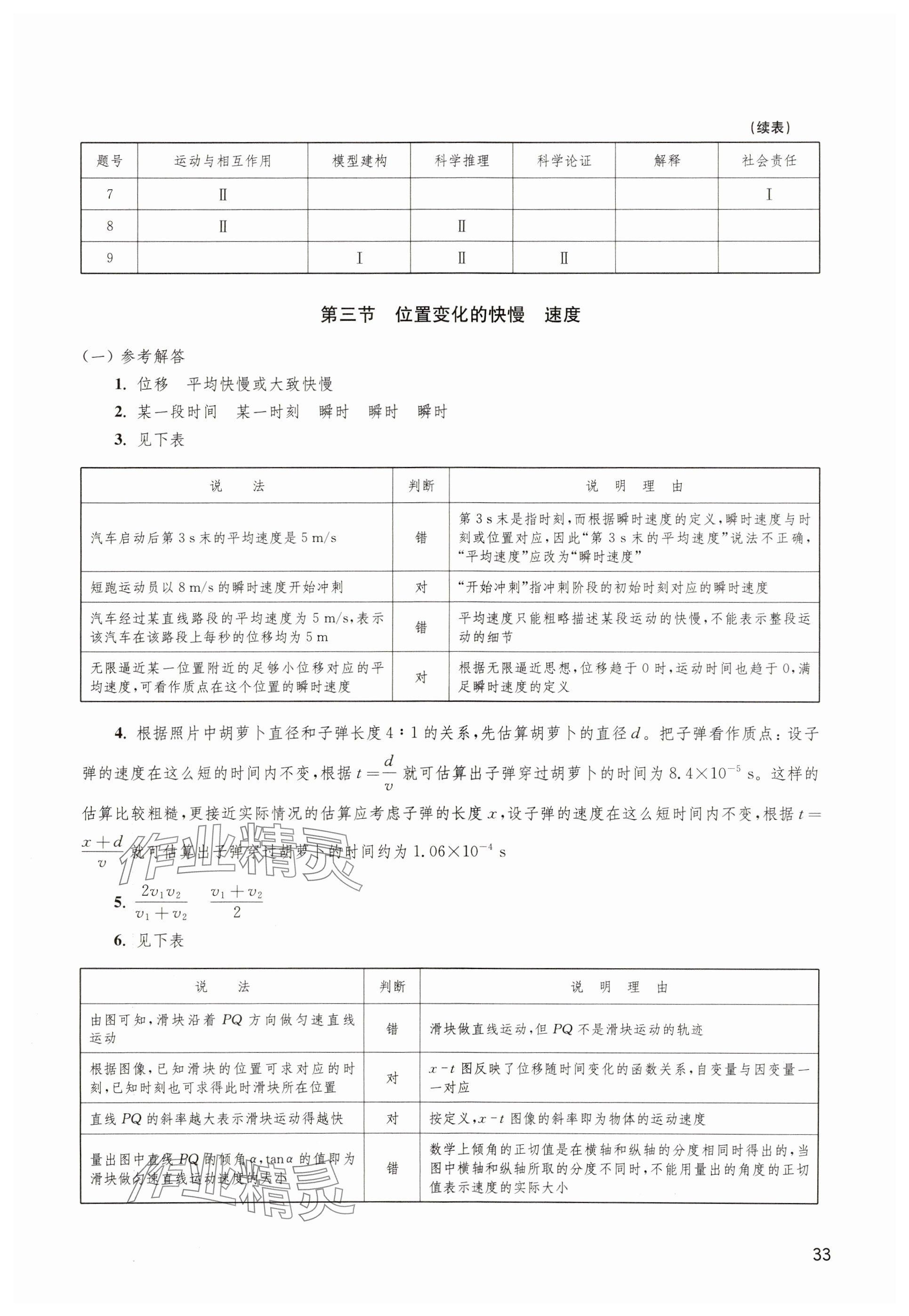 2023年練習(xí)部分高中物理必修第一冊(cè)滬教版 參考答案第3頁(yè)