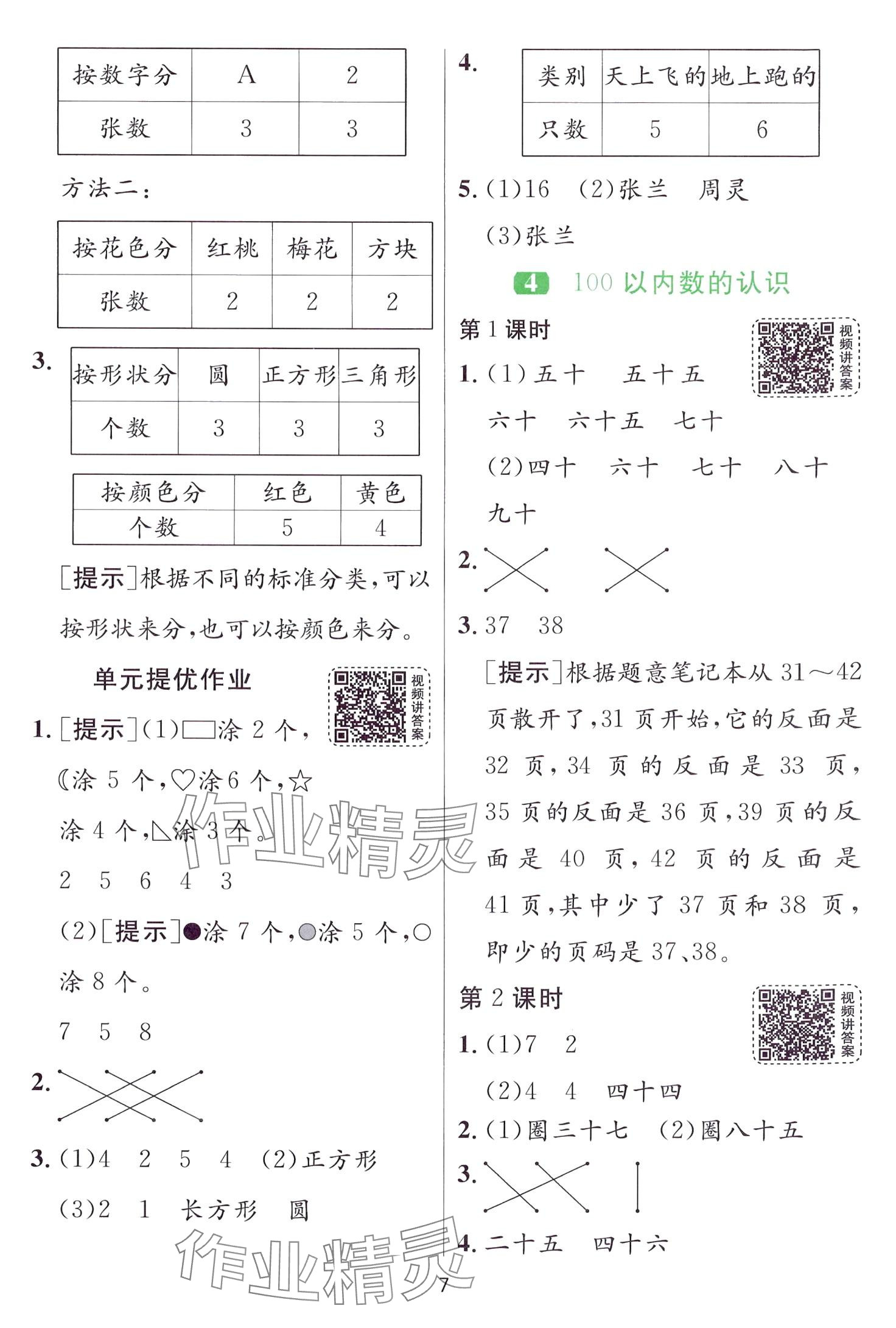 2024年1課3練江蘇人民出版社一年級數學下冊人教版 第7頁