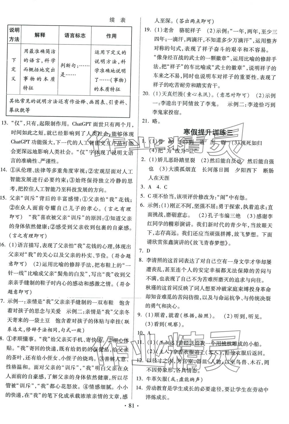 2024年寒假作业河北美术出版社九年级语文 第3页