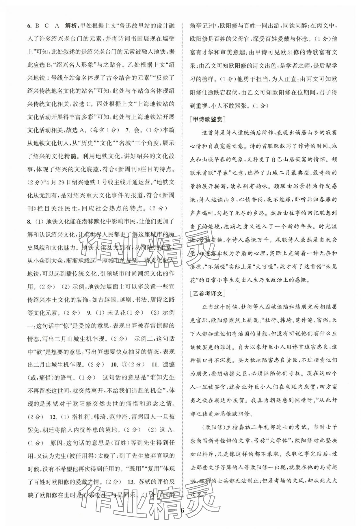 2024年通城学典初中语文阅读组合训练中考版浙江专版 第6页