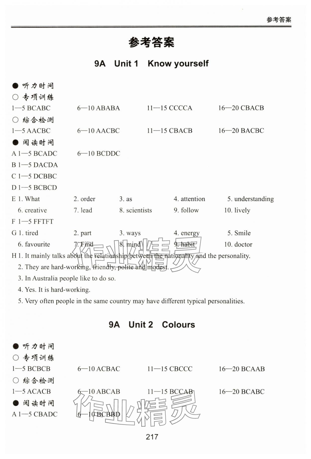 2024年新課標(biāo)初中英語(yǔ)同步聽(tīng)讀訓(xùn)練九年級(jí)上冊(cè)譯林版 參考答案第1頁(yè)