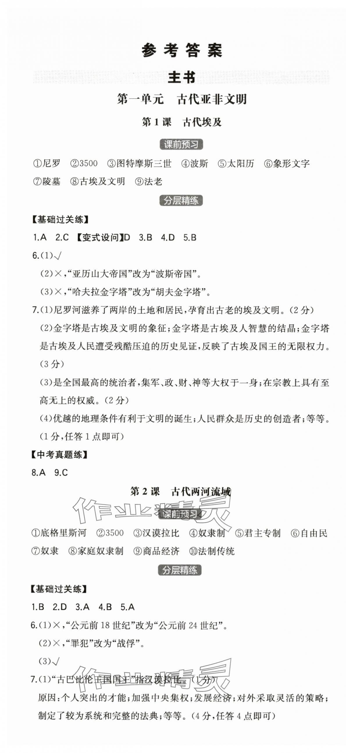 2024年一本同步訓(xùn)練初中歷史九年級(jí)上冊(cè)人教版安徽專(zhuān)版 第1頁(yè)