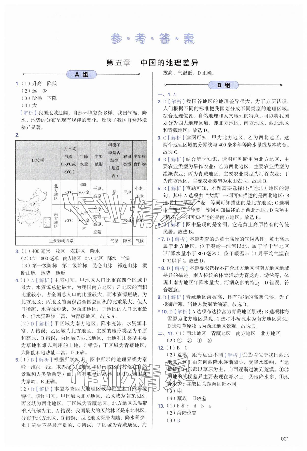 2024年學(xué)習(xí)質(zhì)量監(jiān)測八年級地理下冊人教版 參考答案第1頁