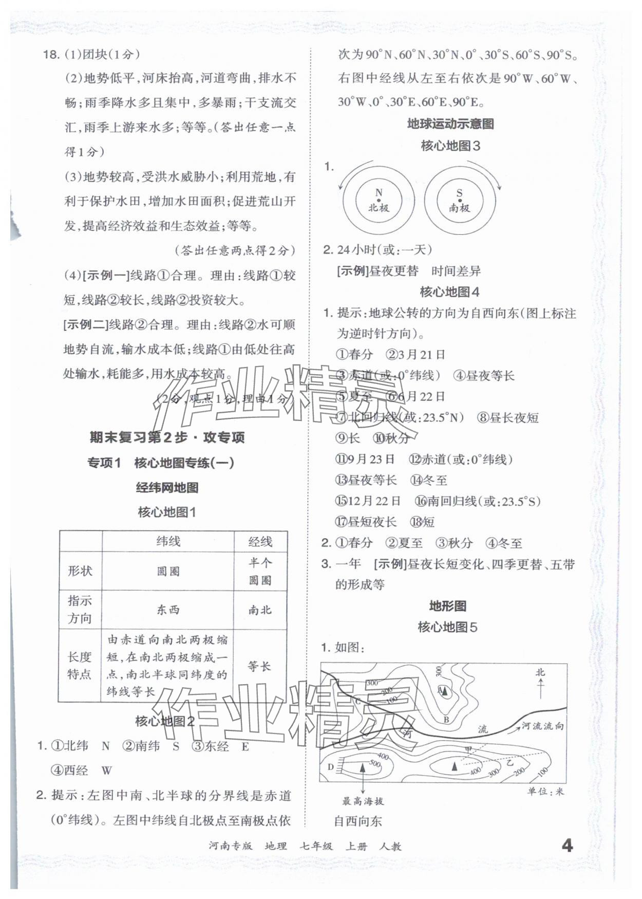 2023年王朝霞各地期末試卷精選七年級地理上冊人教版河南專版 參考答案第4頁