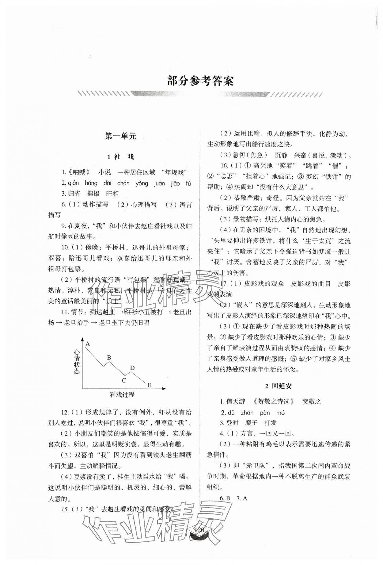 2024年同步练习册八年级语文下册人教版54制山东教育出版社 参考答案第1页