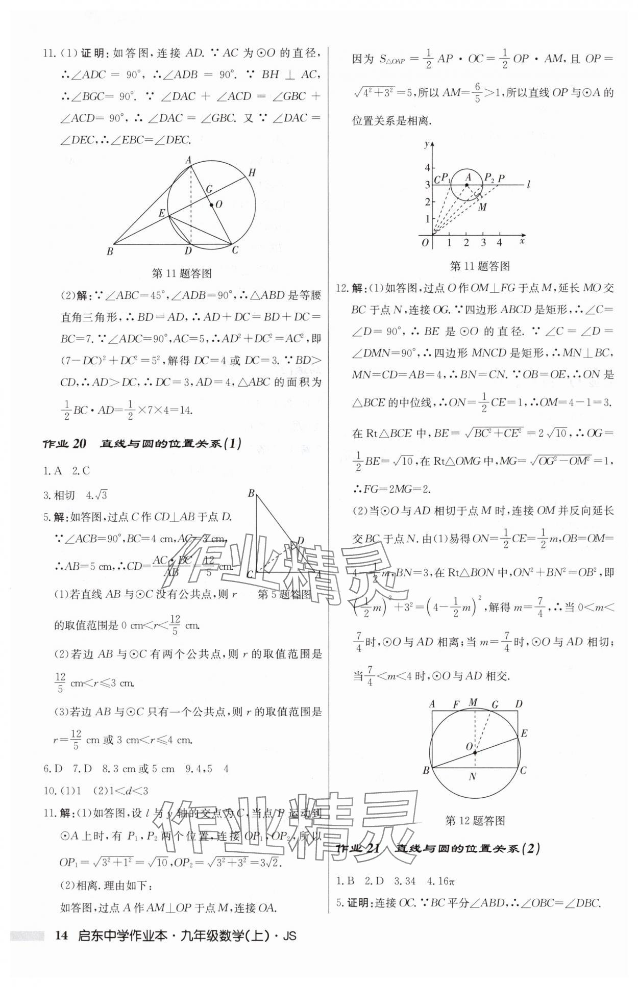 2024年啟東中學(xué)作業(yè)本九年級數(shù)學(xué)上冊蘇科版 第14頁