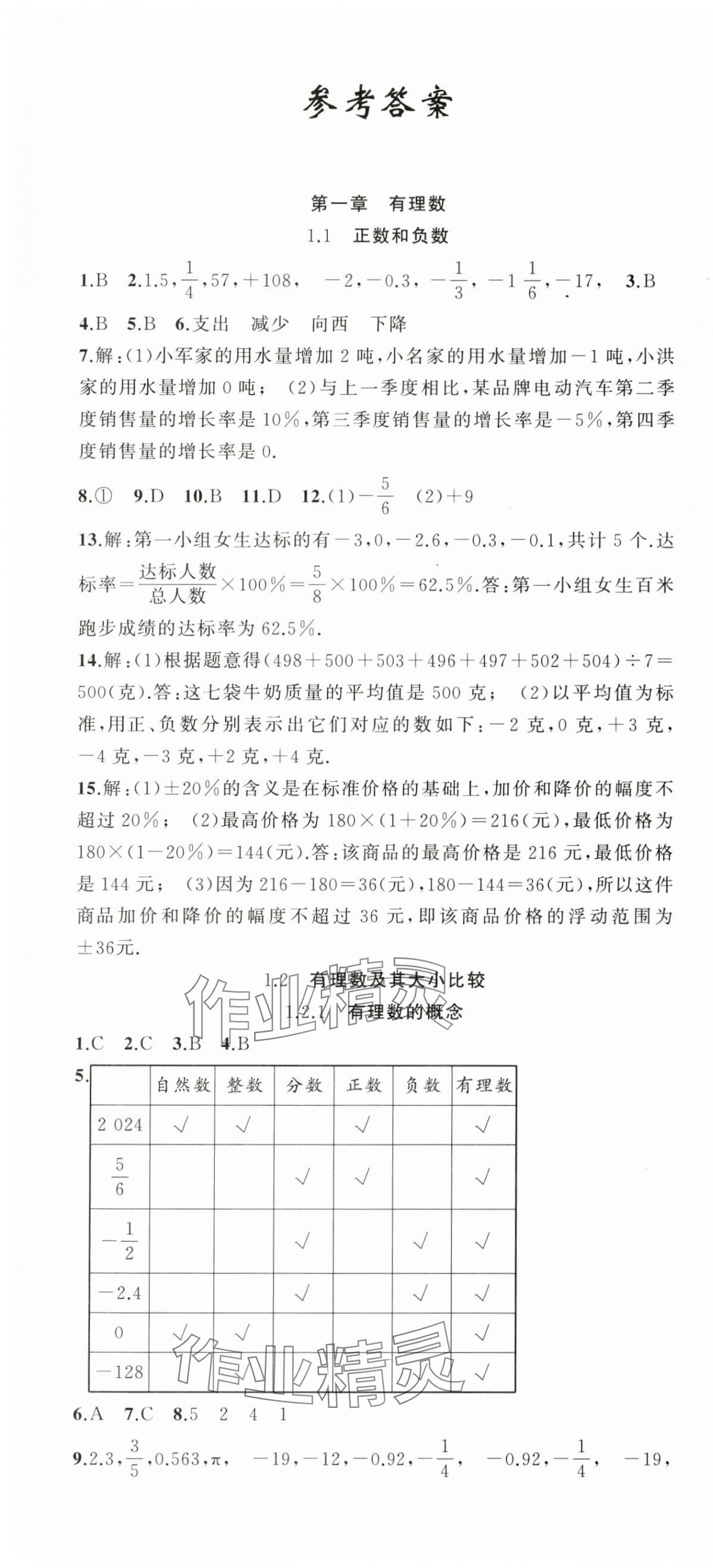 2024年同步作業(yè)本練闖考七年級數(shù)學上冊人教版安徽專版 第1頁