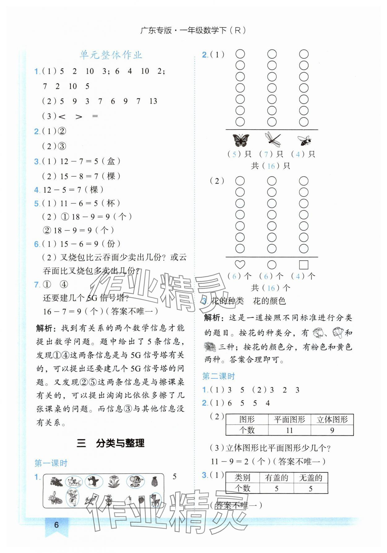 2024年黄冈小状元作业本一年级数学下册人教版广东专版 第6页